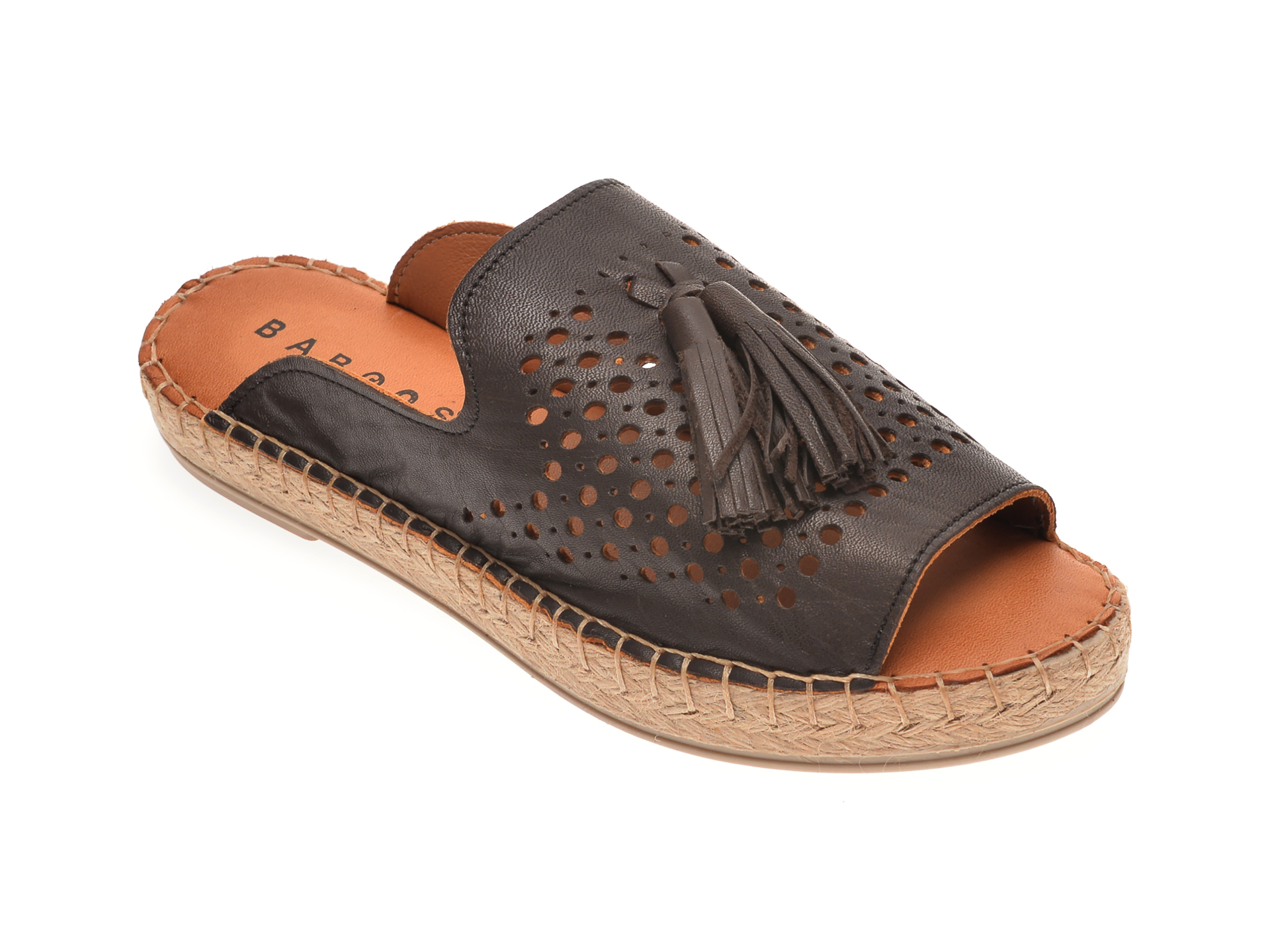 Papuci BABOOS maro inchis, R01, din piele naturala