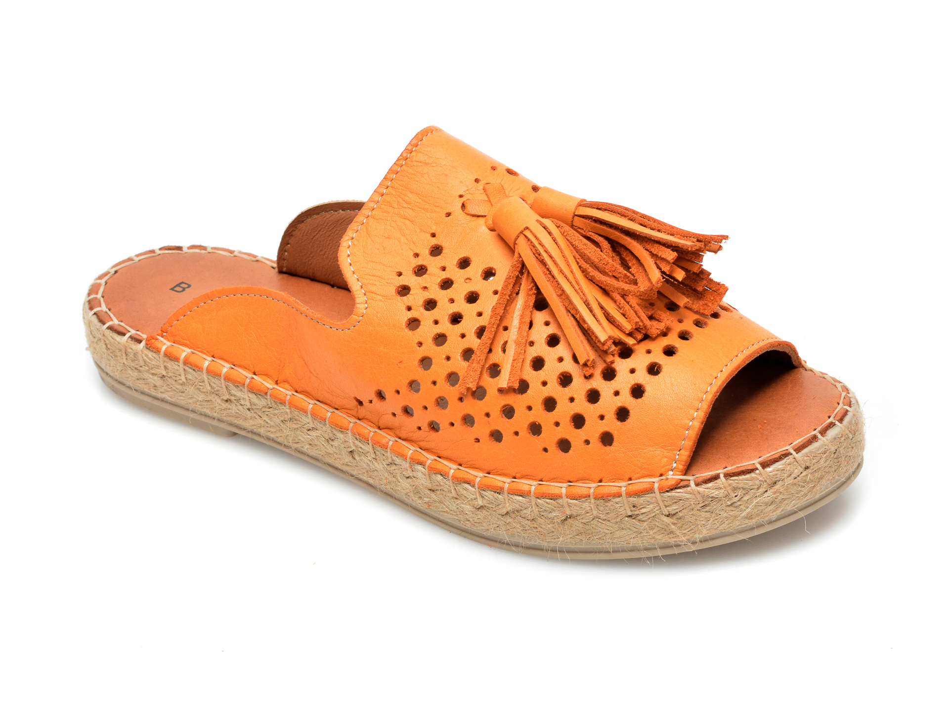 Papuci BABOOS portocalii, R01, din piele naturala Baboos