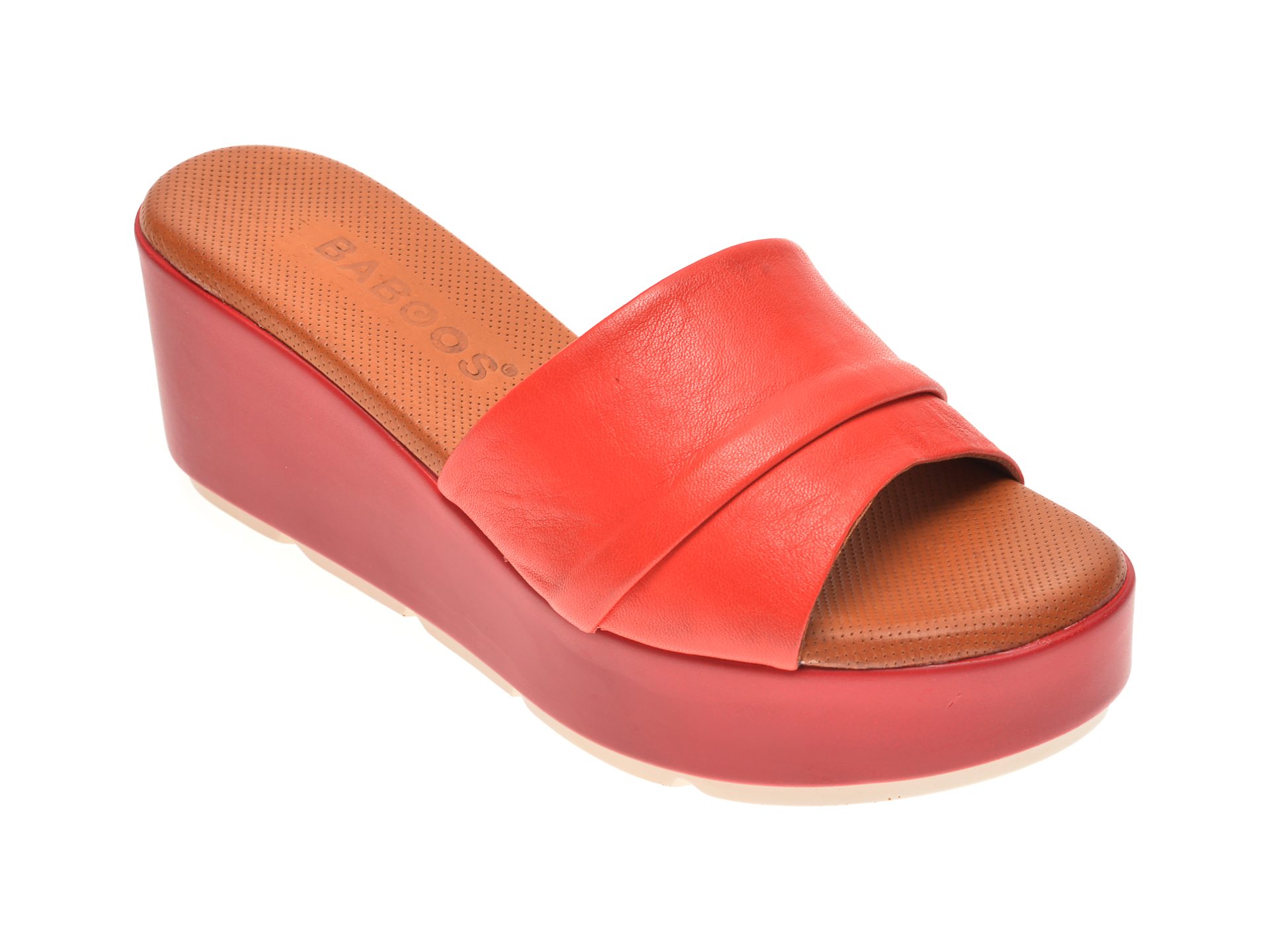 Papuci BABOOS rosii, 2517, din piele naturala