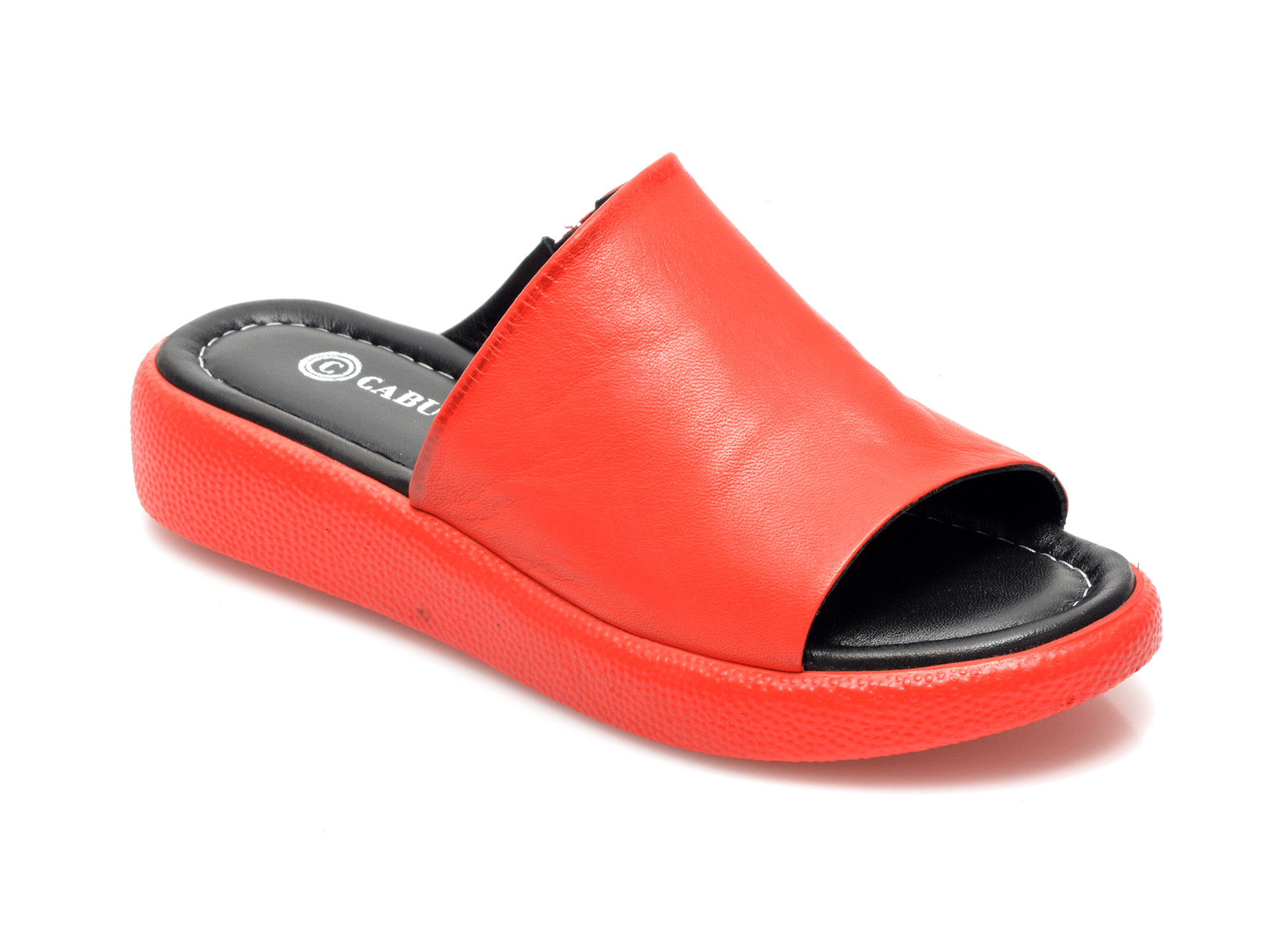 Papuci CABULLI rosii, 3232, din piele naturala /femei/papuci imagine noua