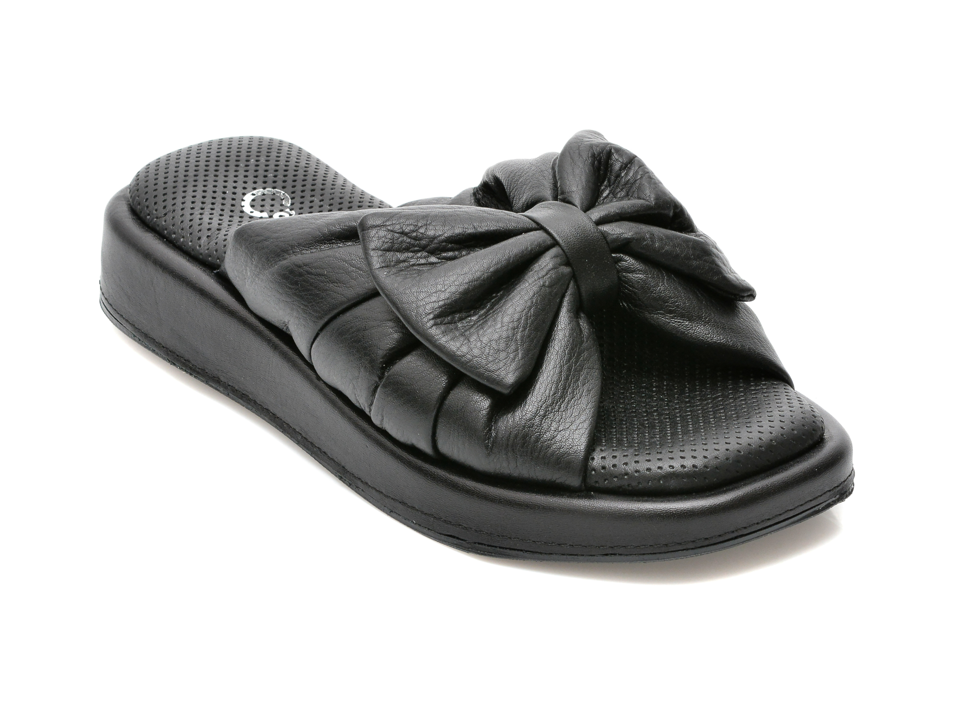 Papuci CASSIDO negri, 8151, din piele naturala /femei/papuci imagine noua