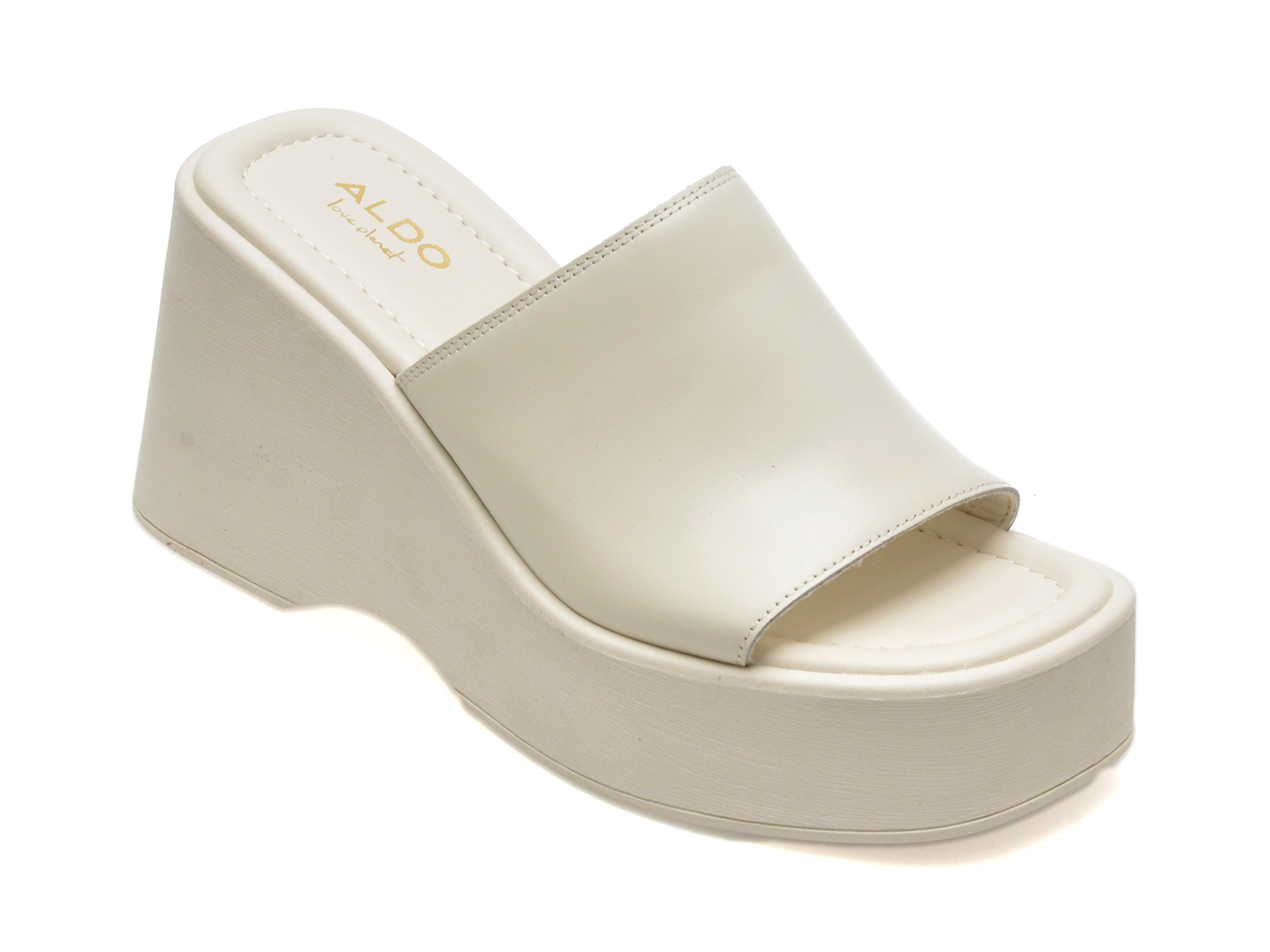 Papuci casual ALDO albi, 13542774, din piele naturala