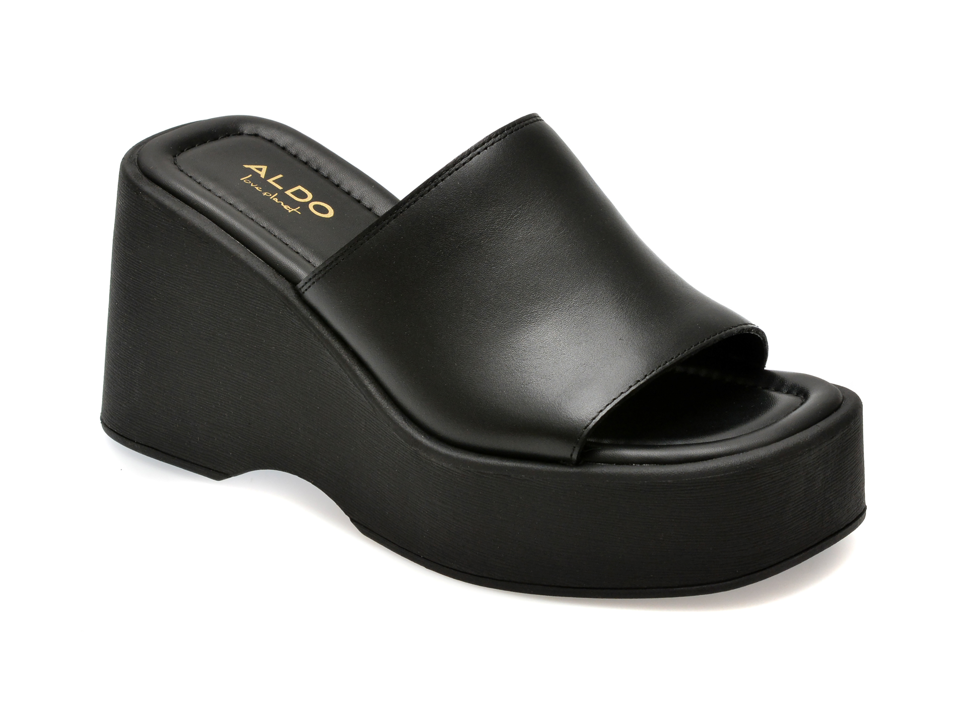 Papuci casual ALDO negri, 13542775, din piele naturala
