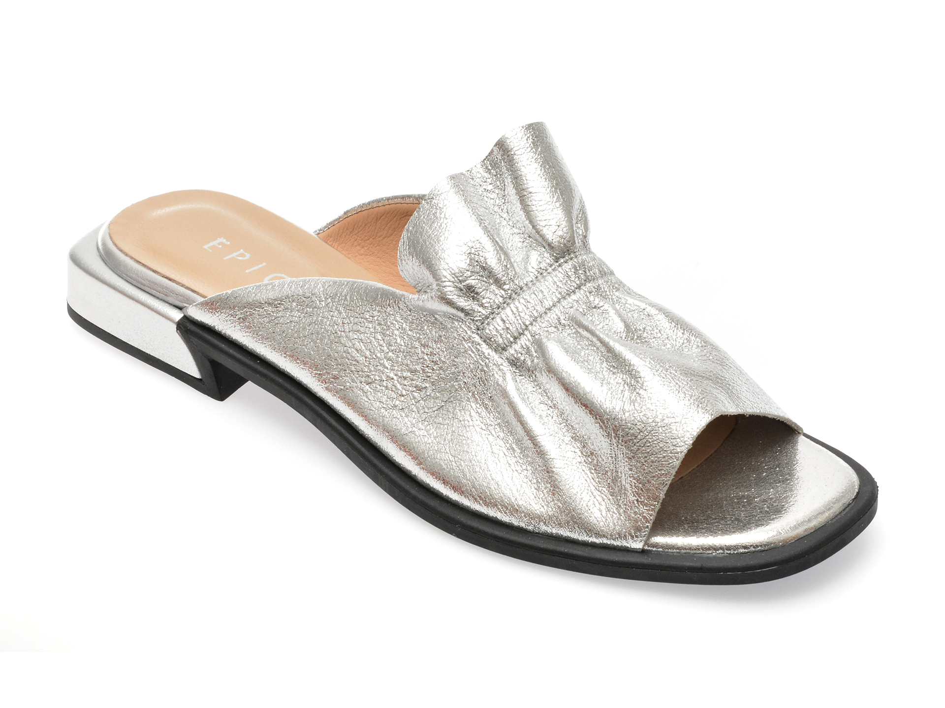 Papuci casual EPICA argintii, 2541628, din piele naturala