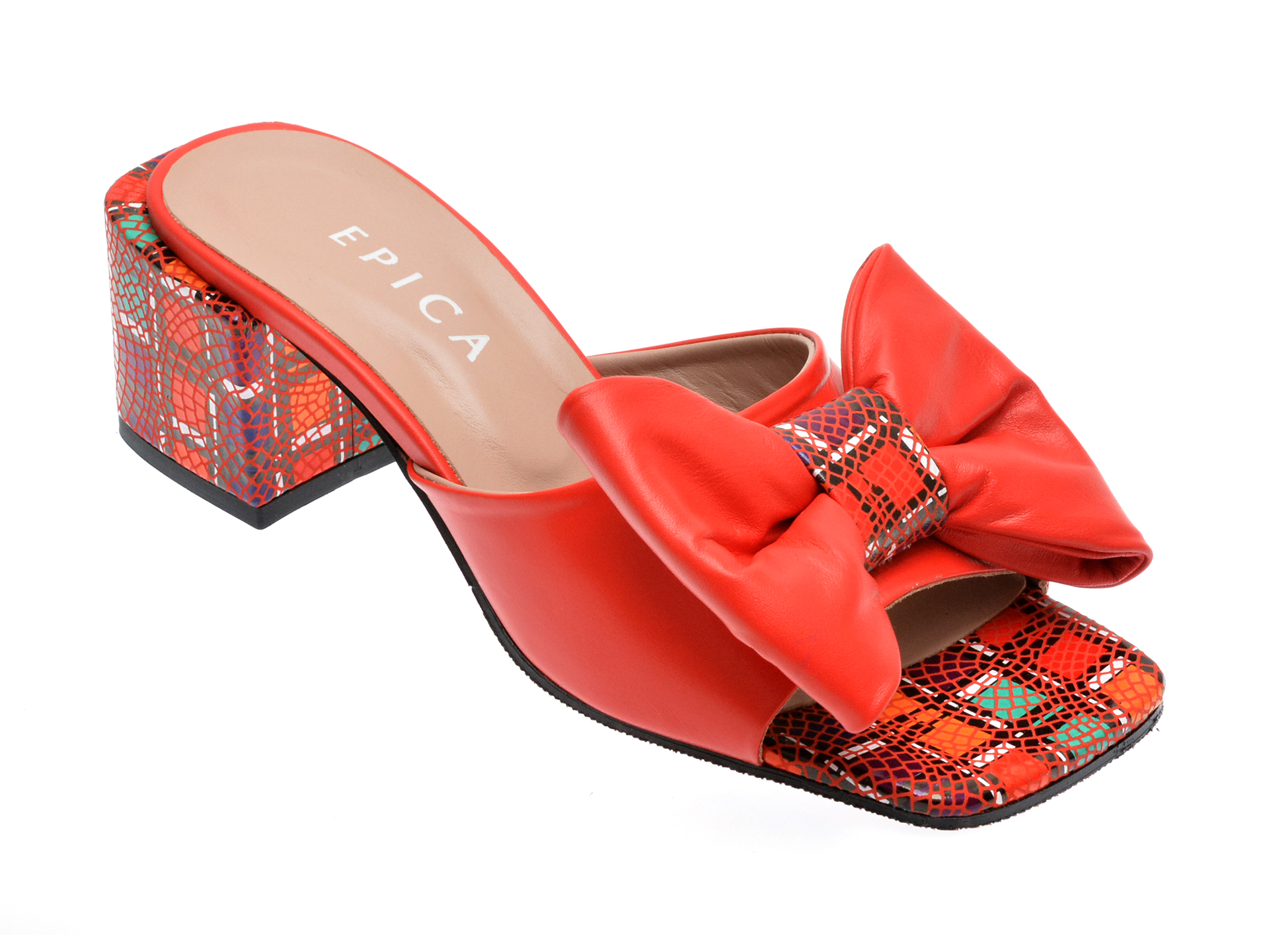 Papuci casual EPICA rosii, 1039, din piele naturala