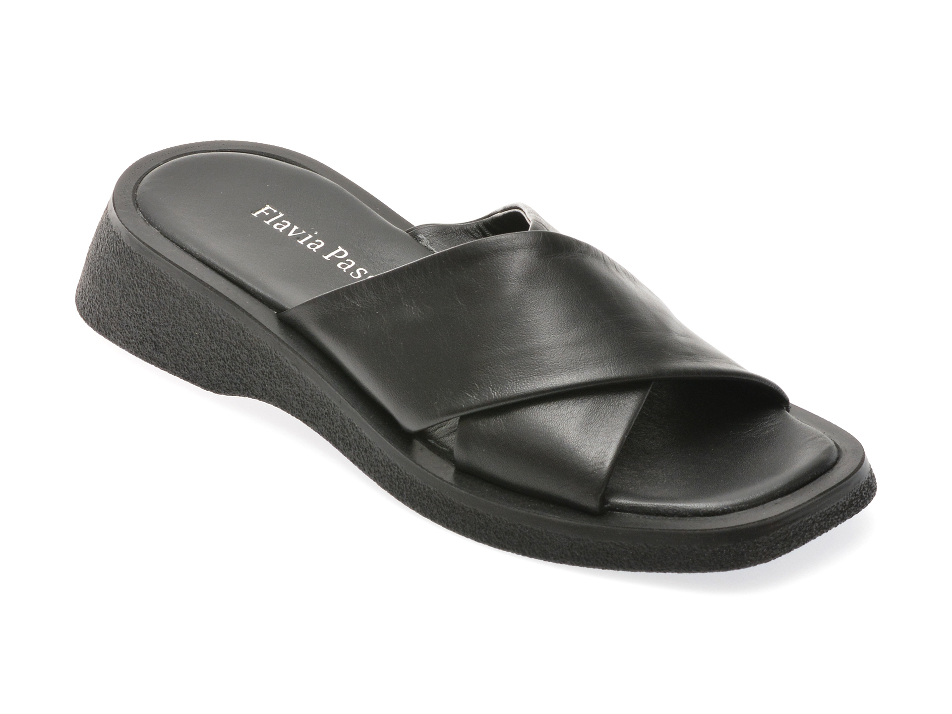Papuci casual FLAVIA PASSINI negri, 3471001, din piele naturala