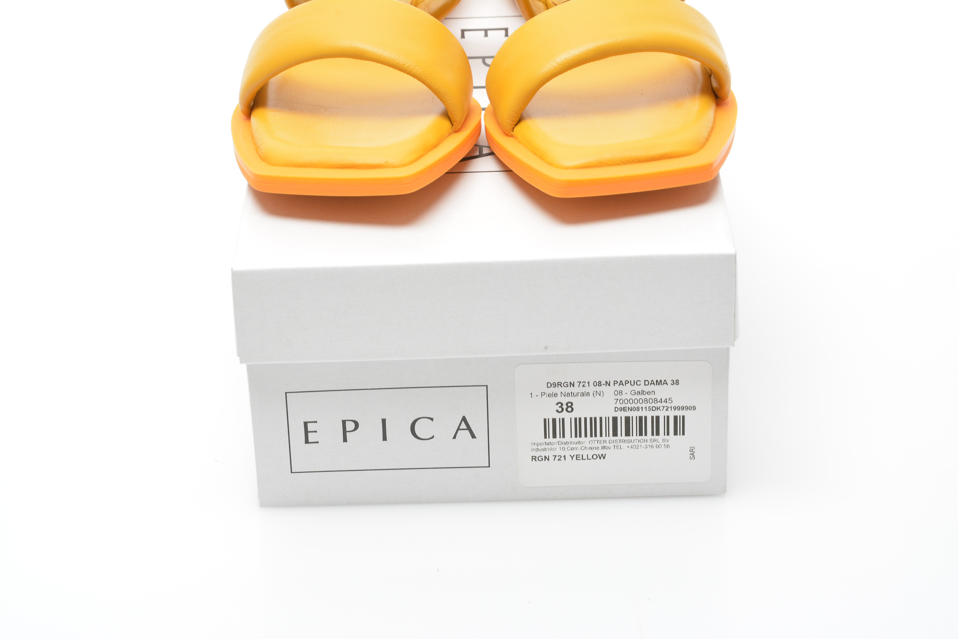 Papuci EPICA galbeni, 721, din piele naturala Epica