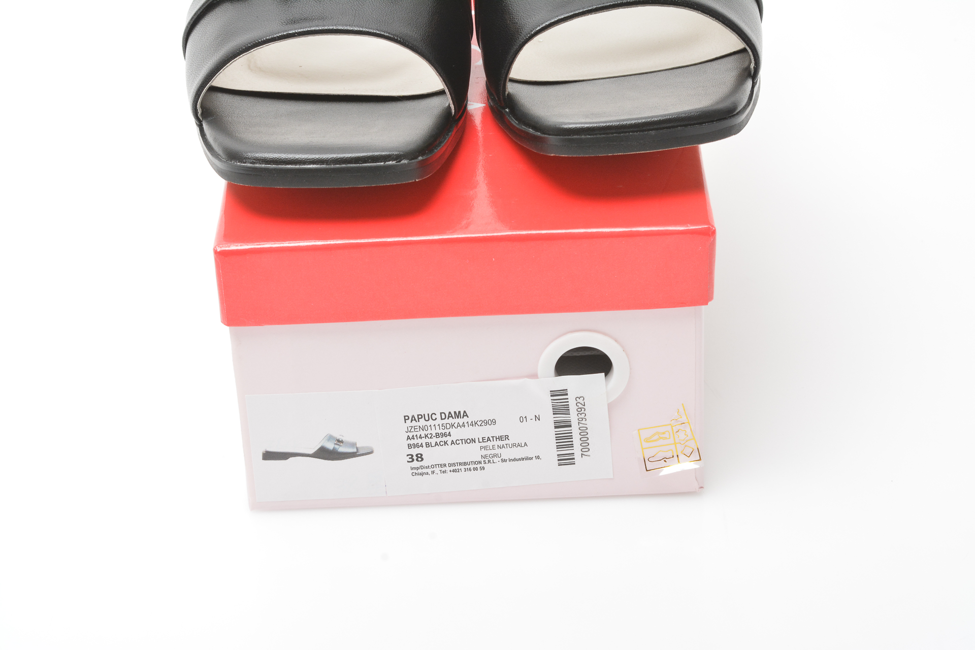 Papuci EPICA negri, A414K2, din piele naturala