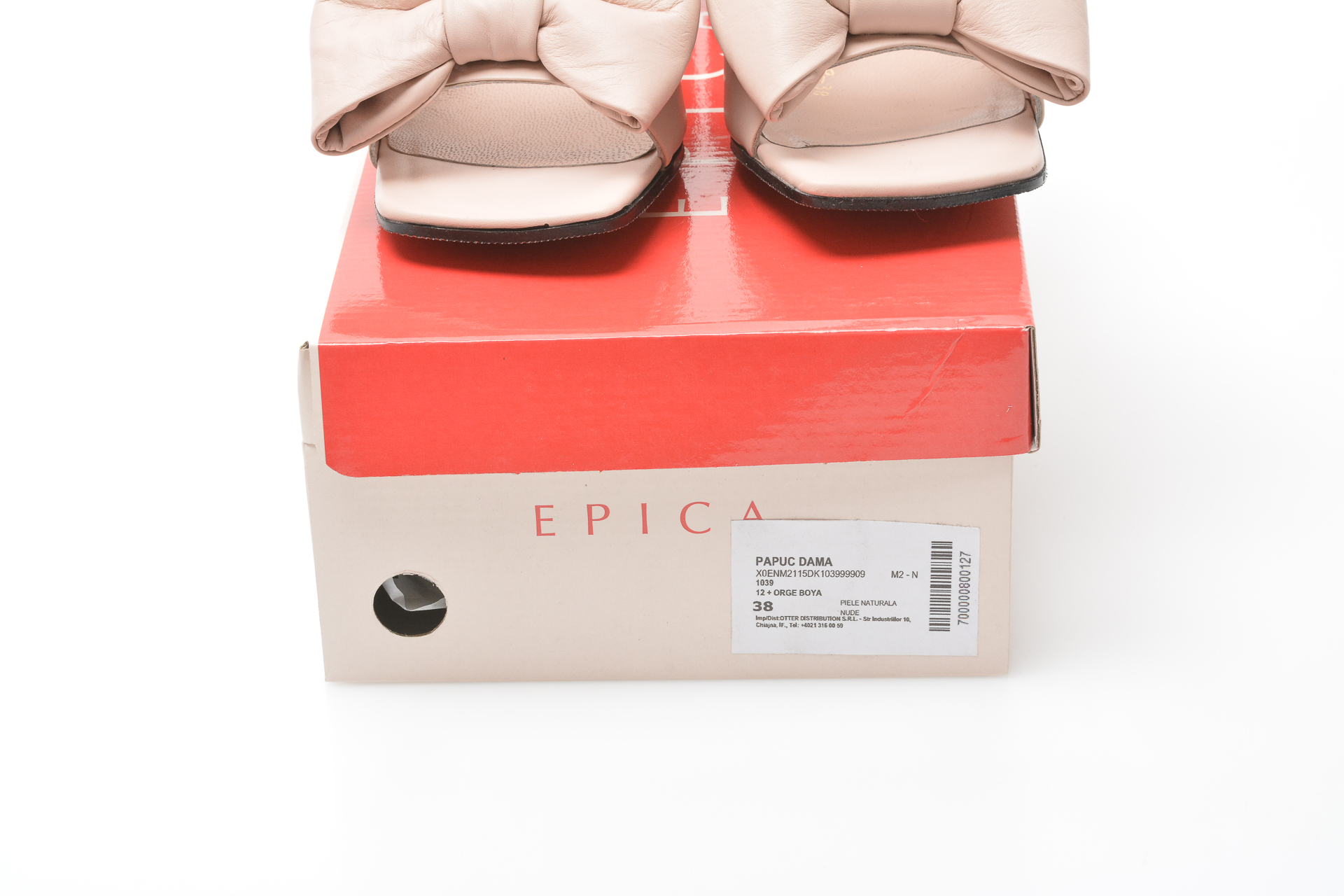 Papuci EPICA nude, 1039, din piele naturala otter.ro imagine noua 2022