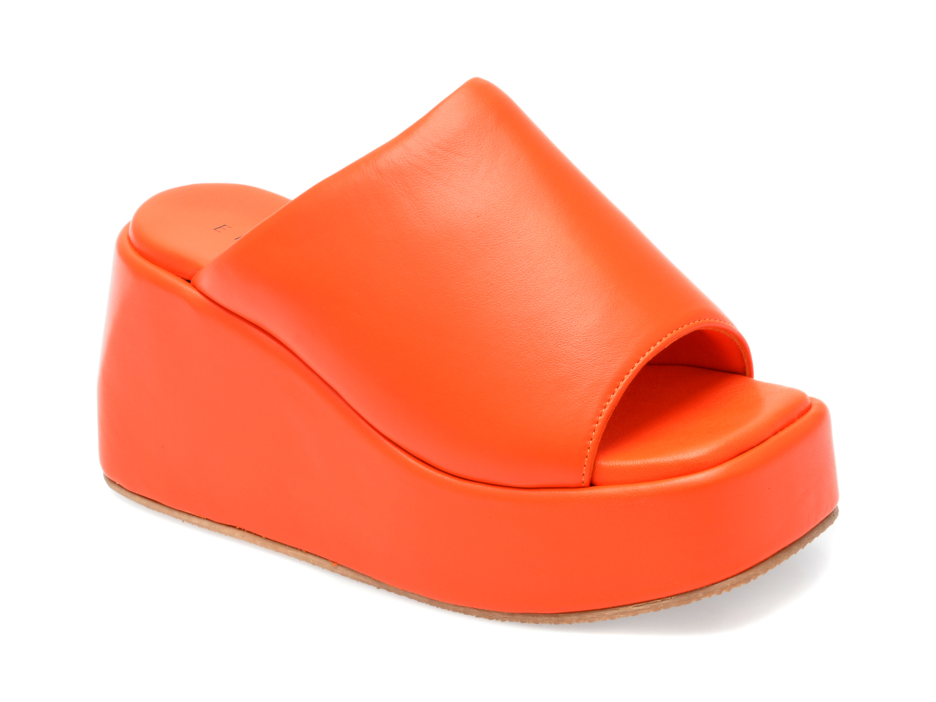 Papuci EPICA portocalii, 1322927, din piele naturala