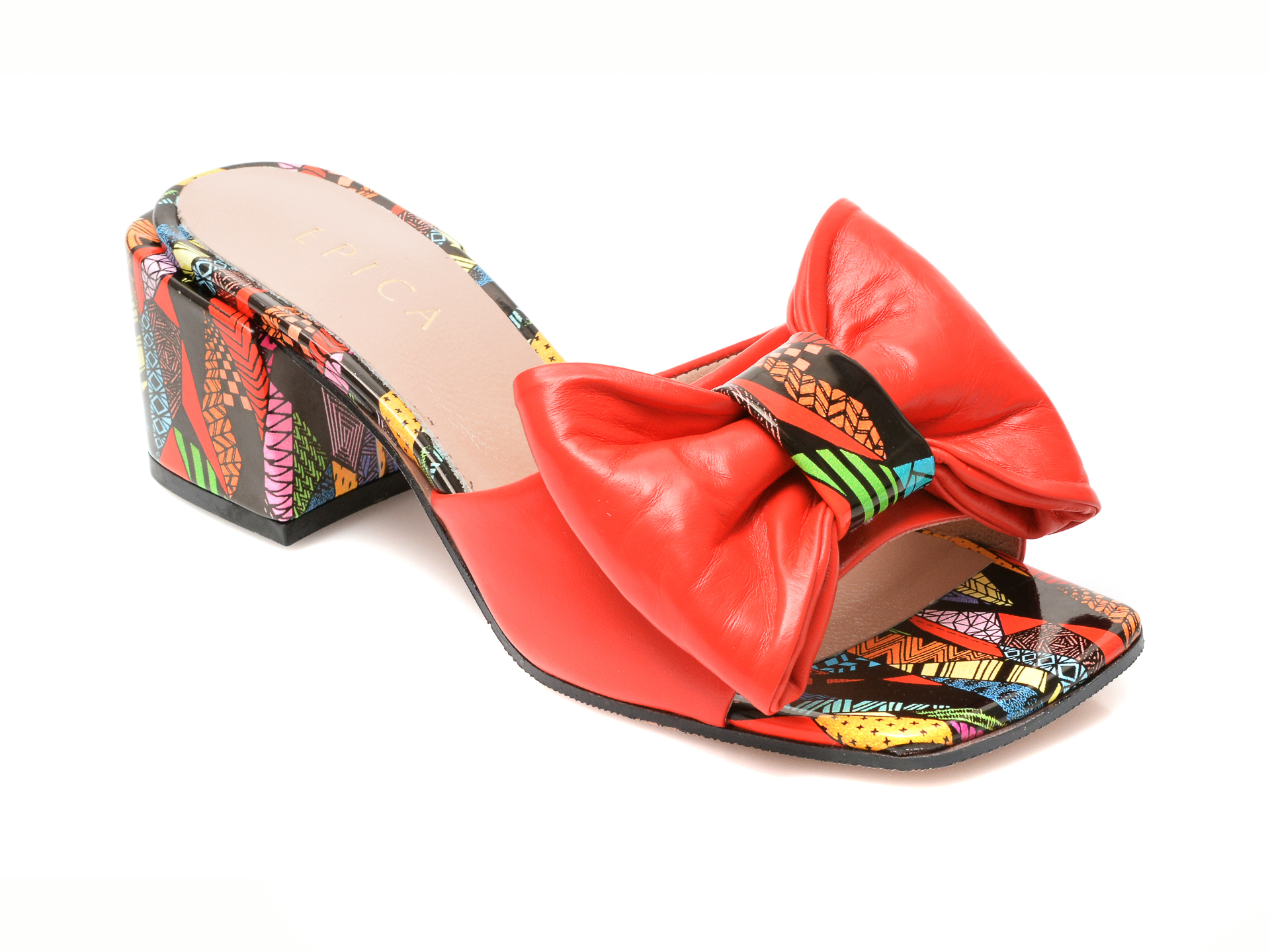 Papuci EPICA rosii, 1039, din piele naturala /femei/papuci
