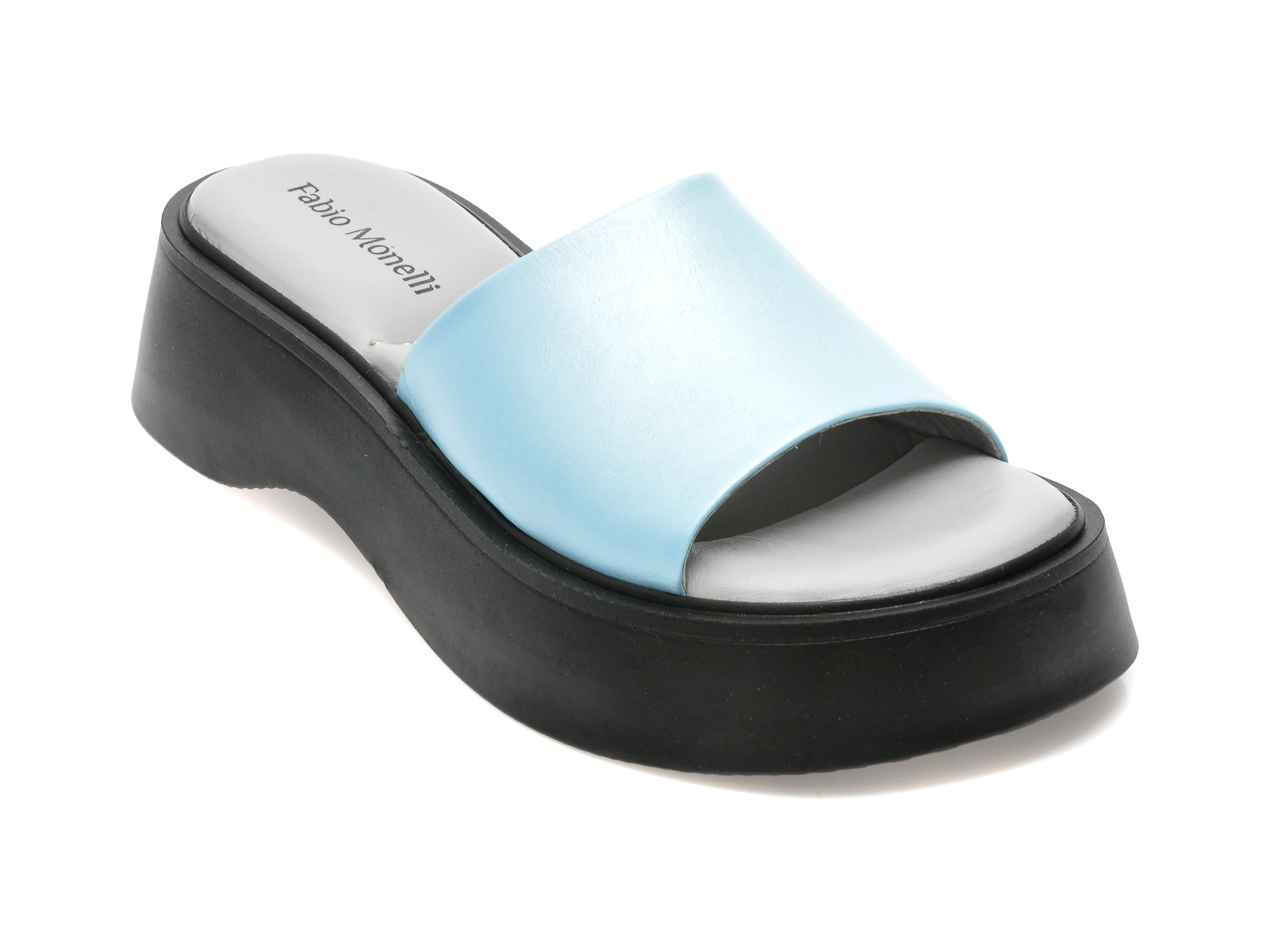 Papuci FABIO MONELLI albastri, 803, din piele naturala /femei/papuci imagine noua