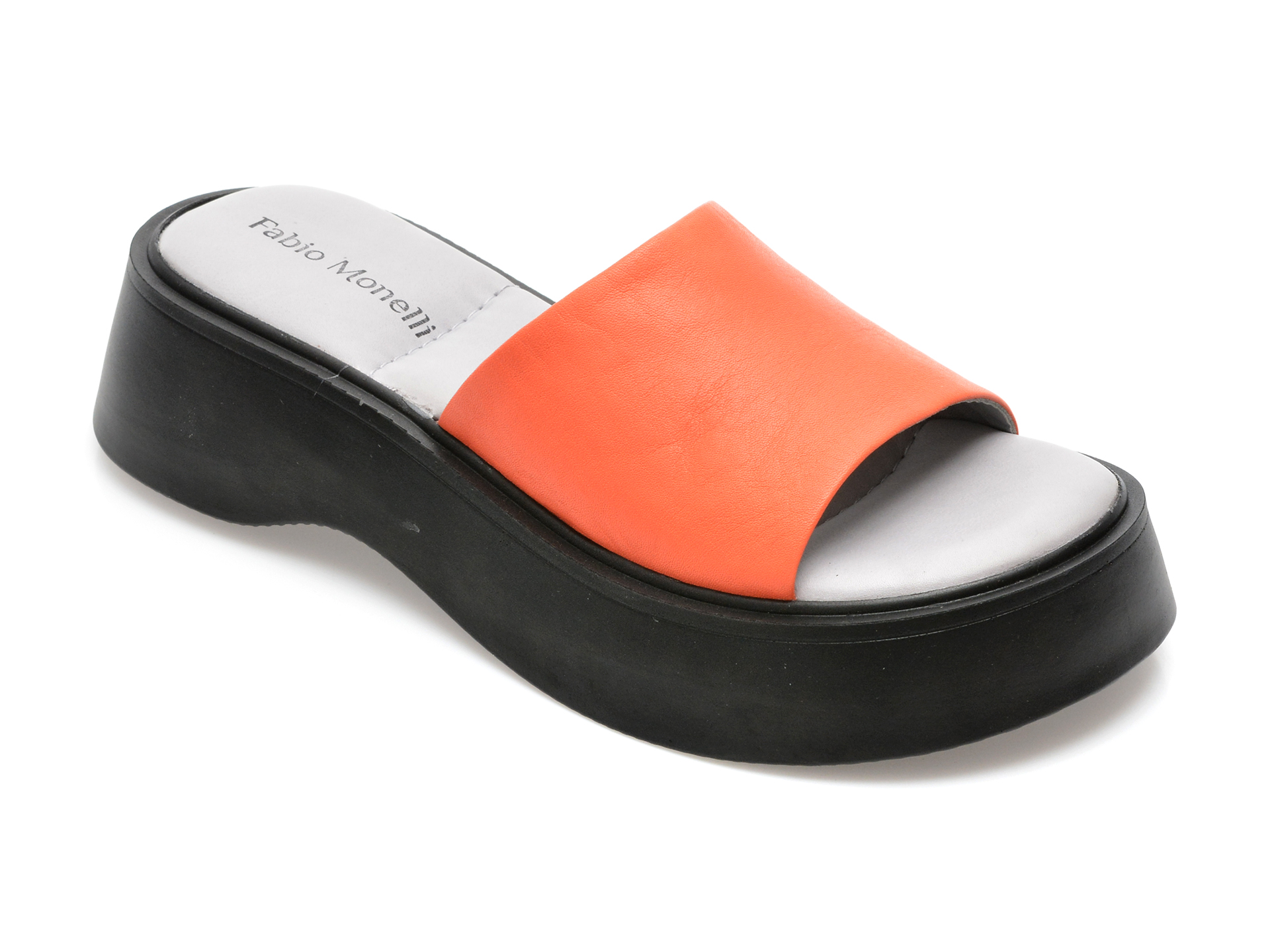 Papuci FABIO MONELLI portocalii, 803, din piele naturala /femei/papuci