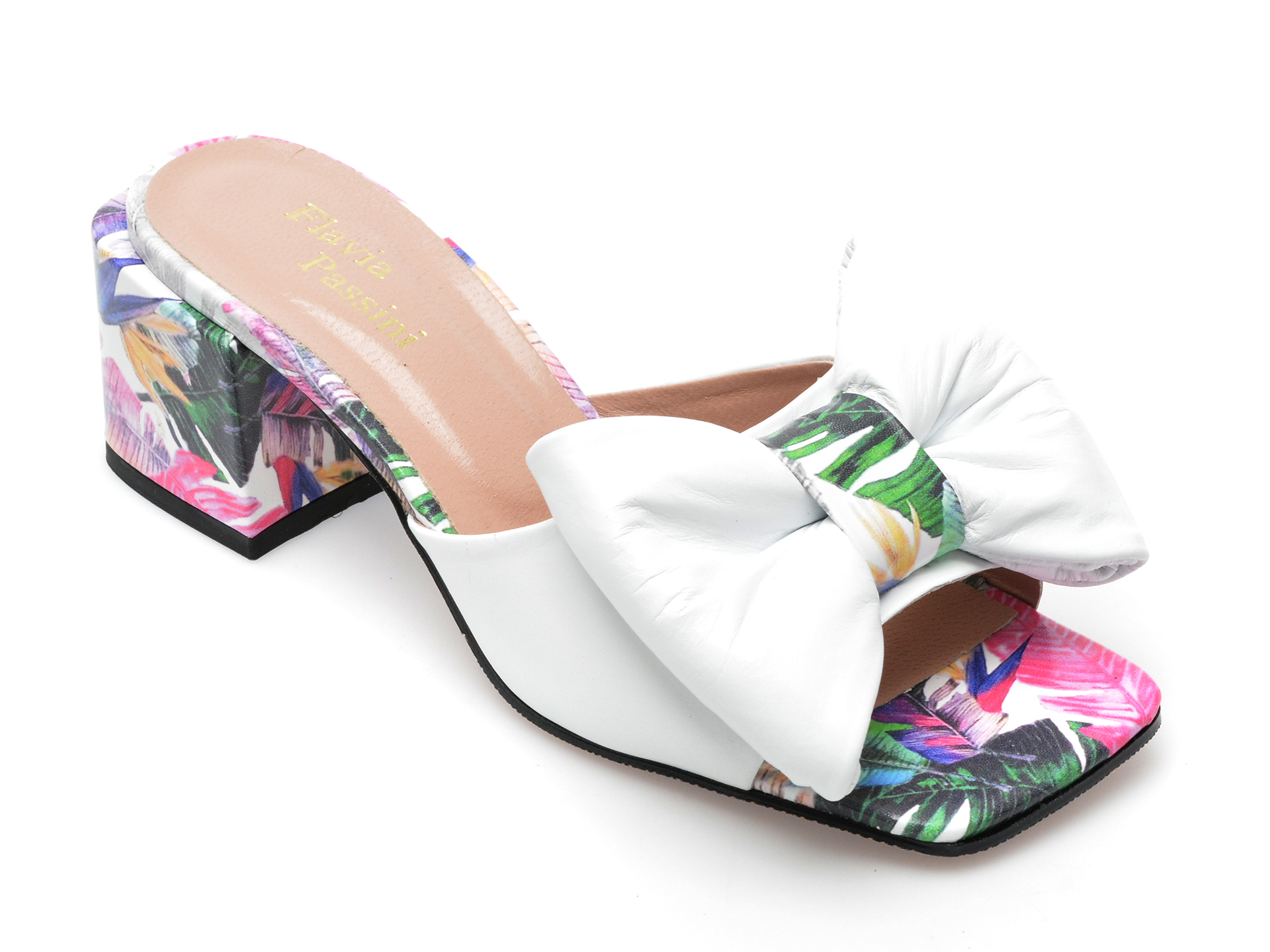 Papuci FLAVIA PASSINI albi, 1039, din piele naturala /femei/papuci imagine noua 2022