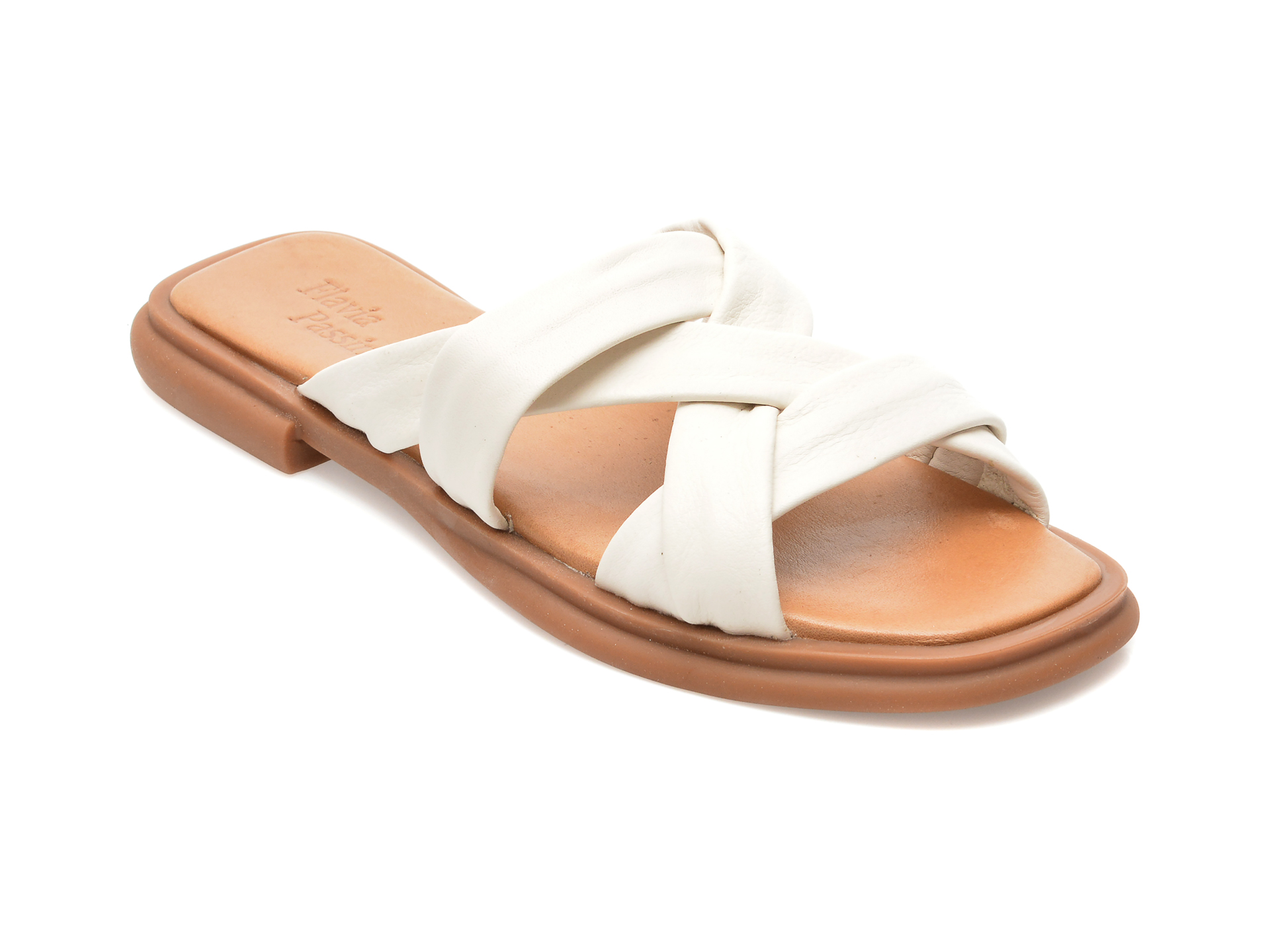 Papuci FLAVIA PASSINI albi, 21322049, din piele naturala Flavia Passini