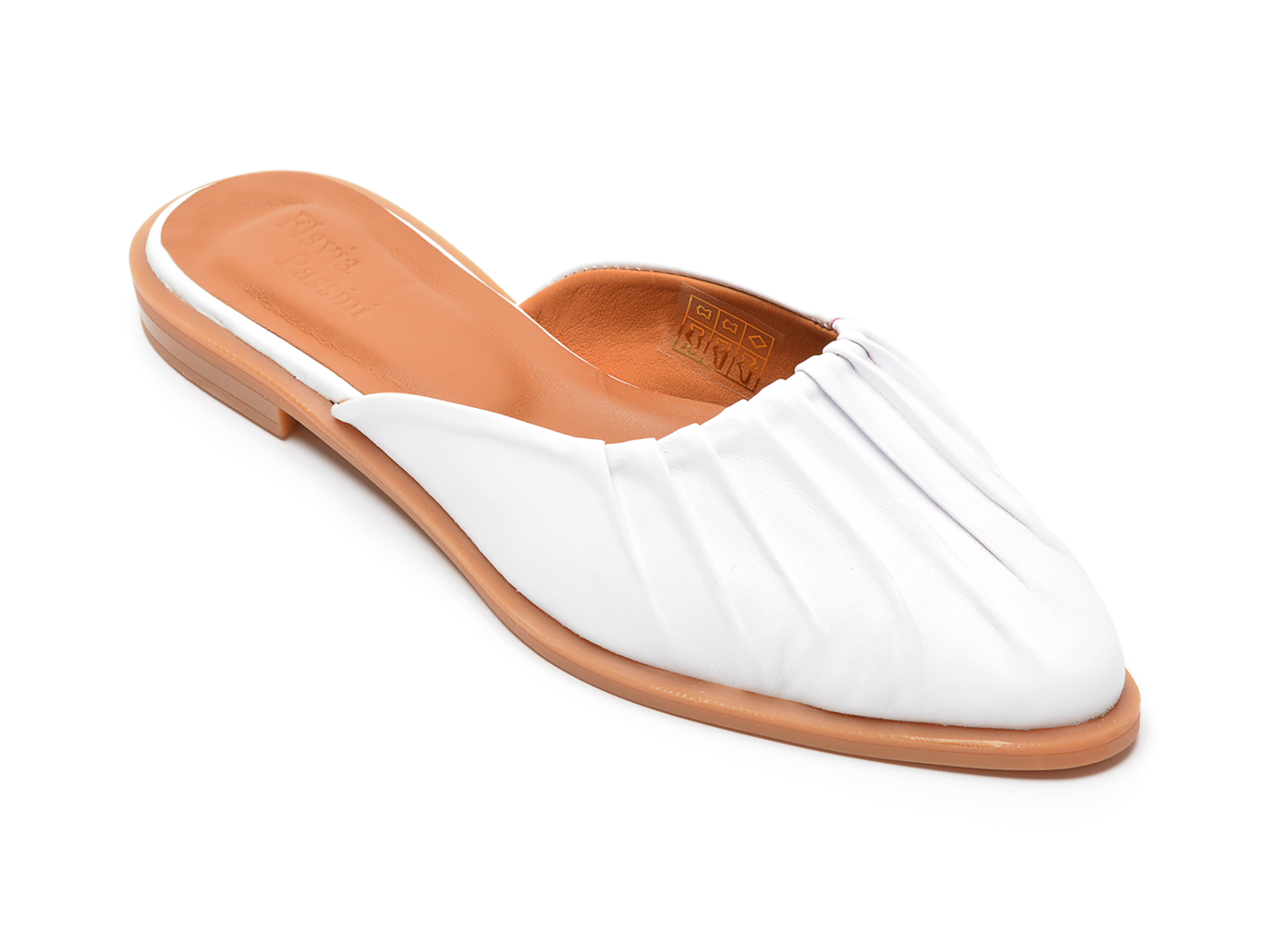 Papuci FLAVIA PASSINI albi, 22170, din piele naturala Flavia Passini