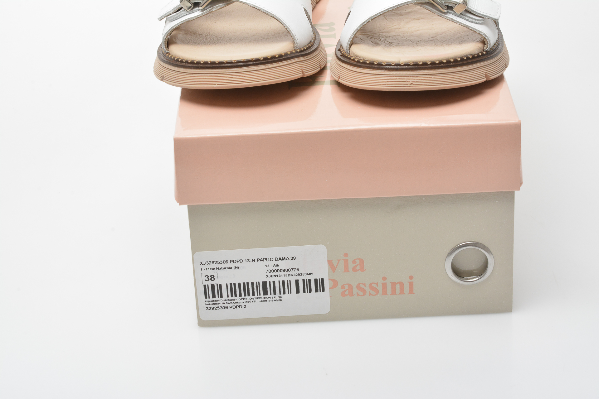 Papuci FLAVIA PASSINI albi, 3292536, din piele naturala Flavia Passini