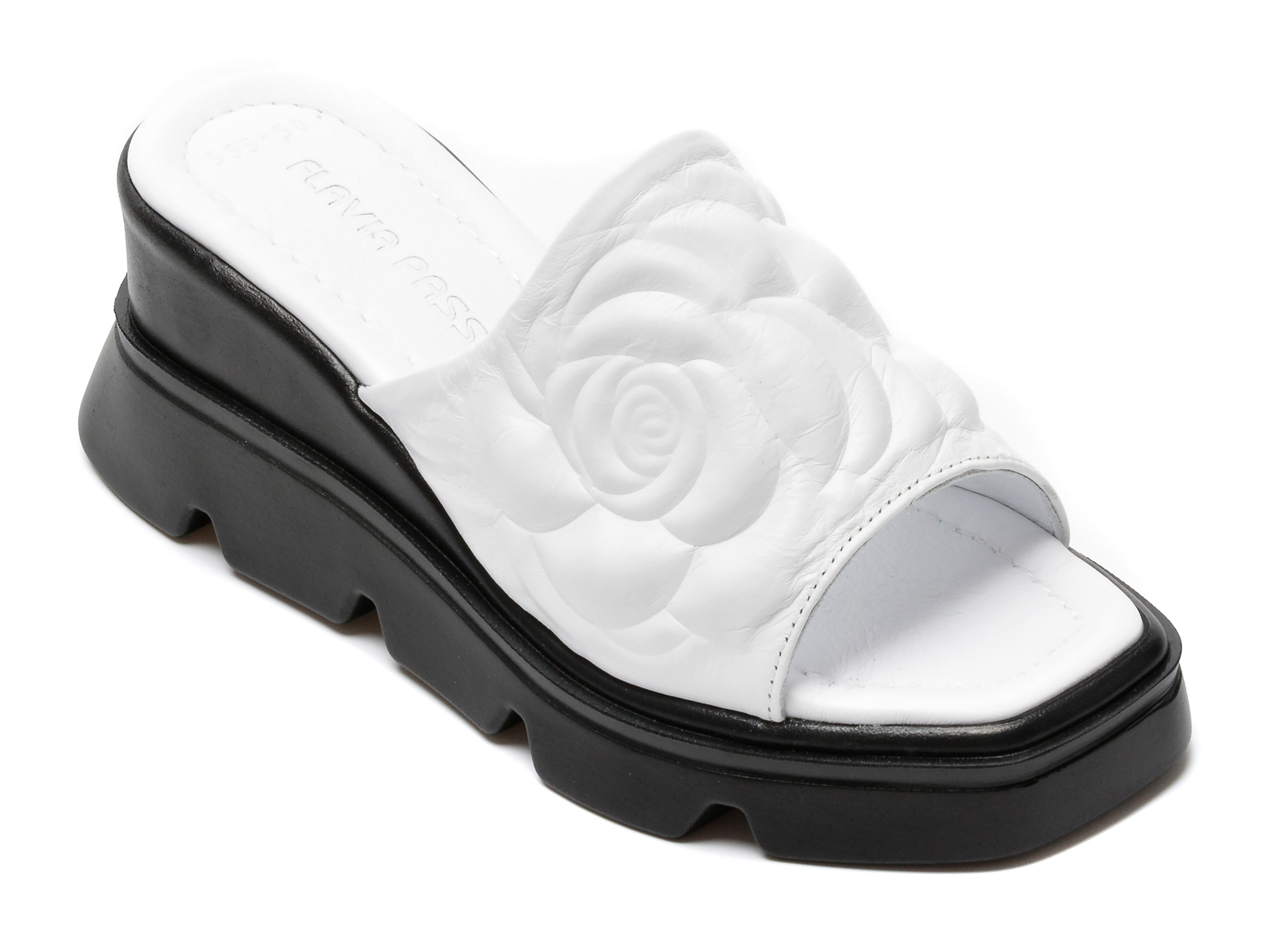 Papuci FLAVIA PASSINI albi, 82555, din piele naturala Flavia Passini