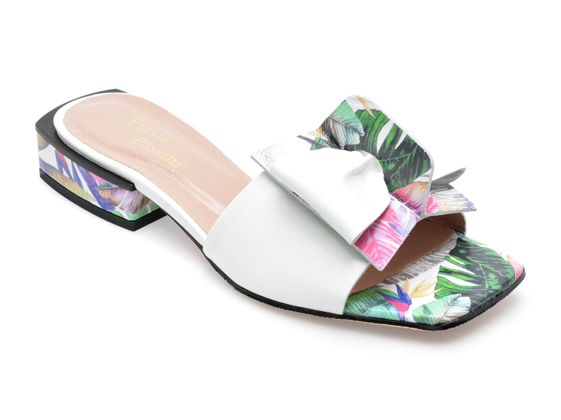 Papuci FLAVIA PASSINI albi, 927, din piele naturala /femei/papuci imagine noua 2022