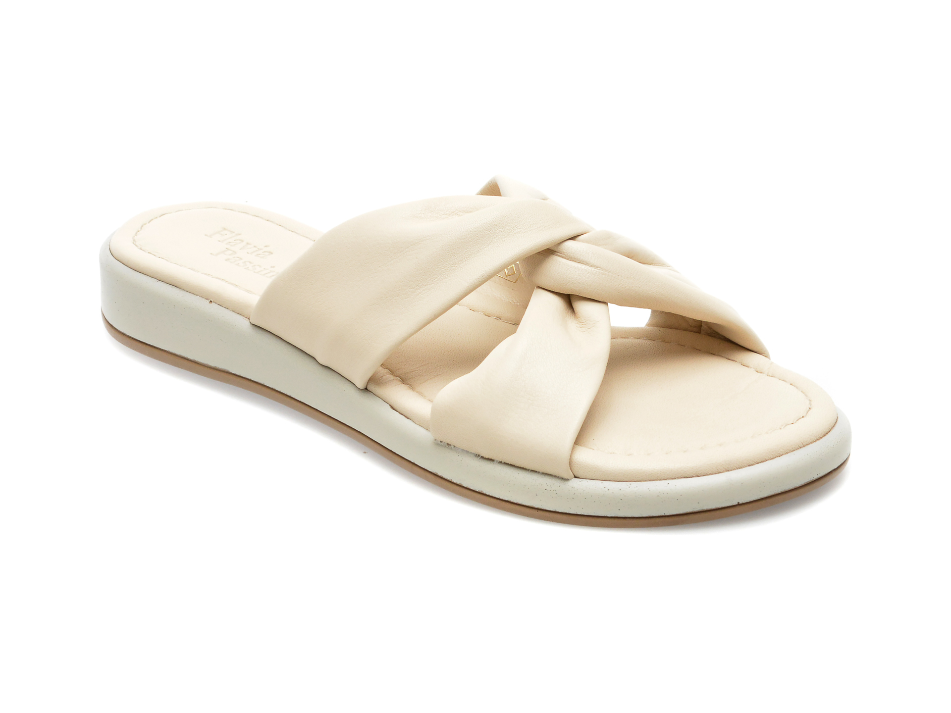Papuci FLAVIA PASSINI albi, HY906, din piele naturala femei 2023-03-21
