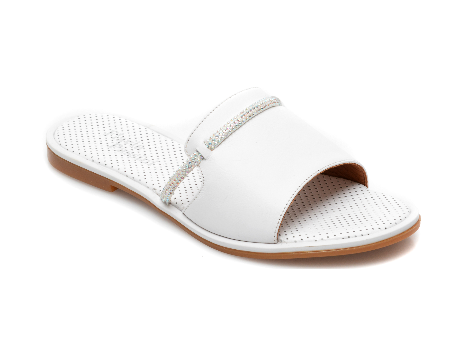 Papuci FLAVIA PASSINI albi, KSC2111, din piele naturala