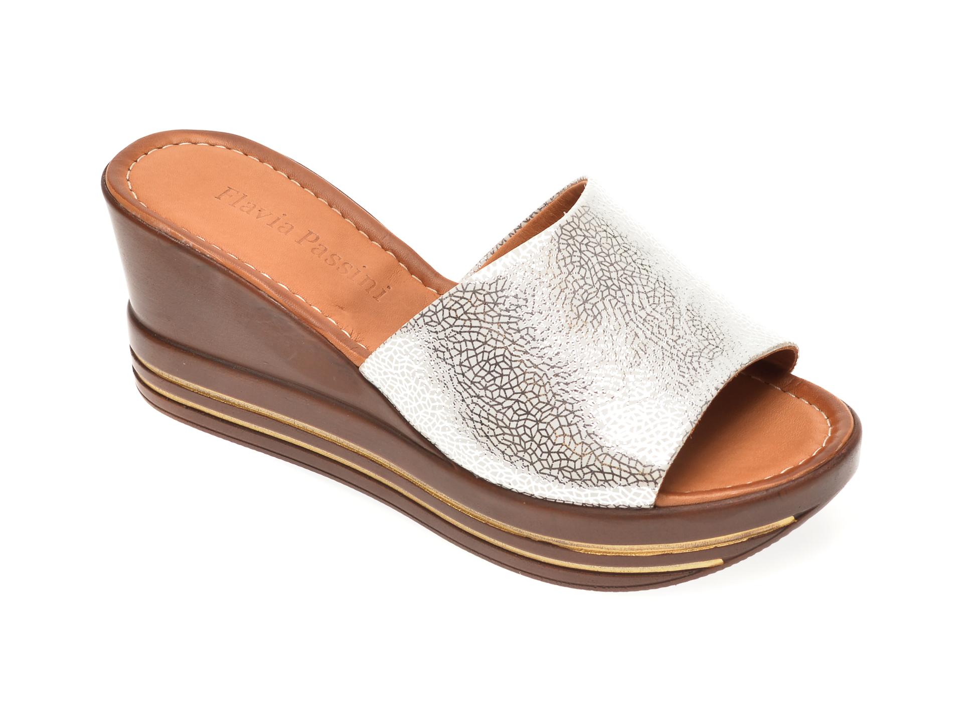 Papuci FLAVIA PASSINI argintii, 1182726, din piele naturala