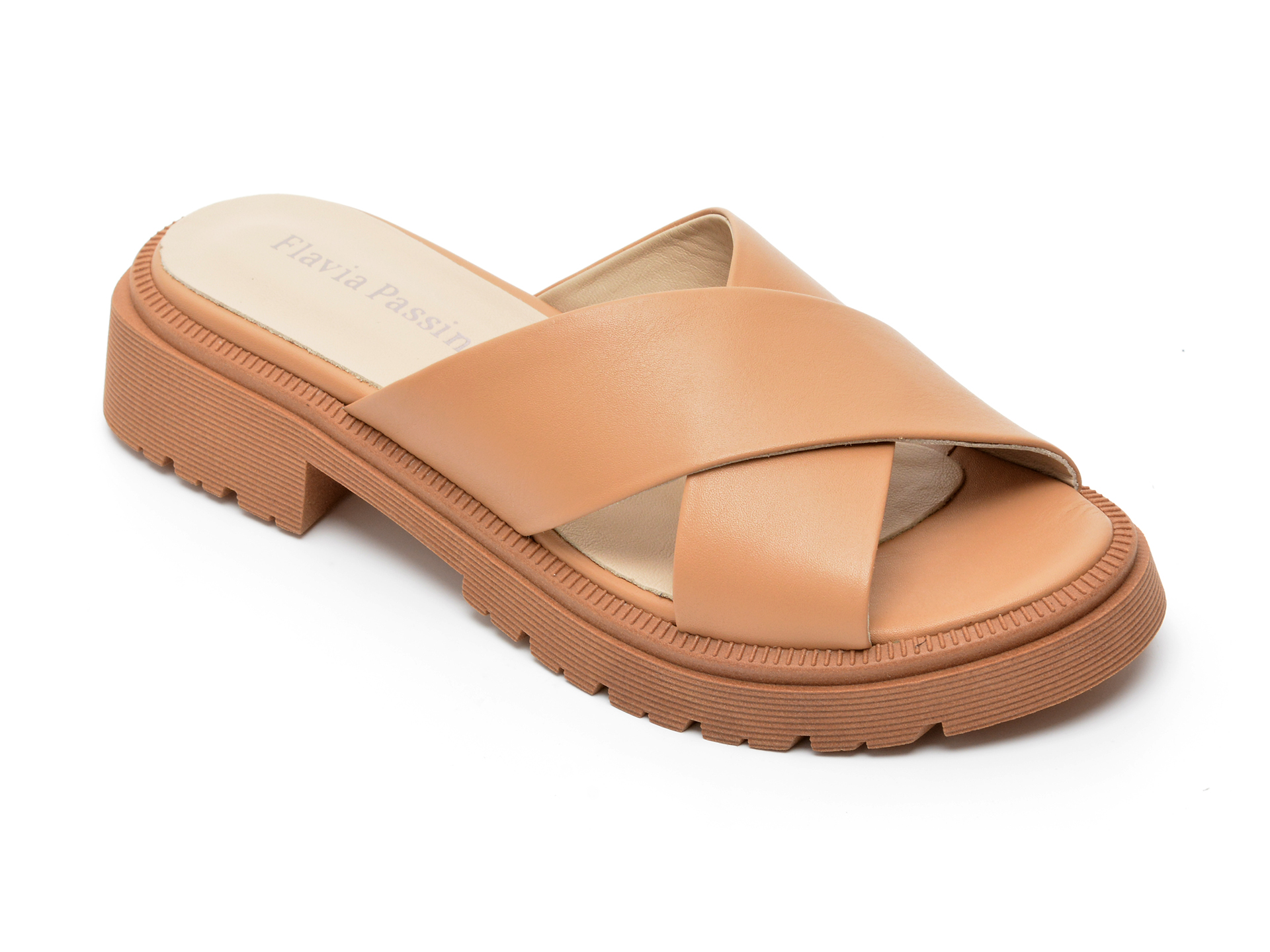 Papuci FLAVIA PASSINI maro, 262652, din piele naturala imagine reduceri black friday 2021 /femei/papuci