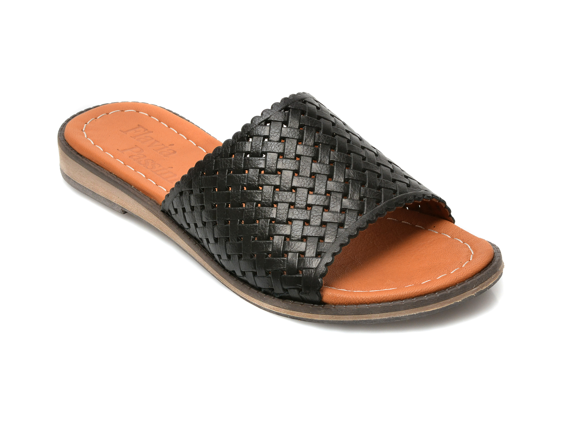 Papuci FLAVIA PASSINI negri, 22201, din piele naturala Flavia Passini