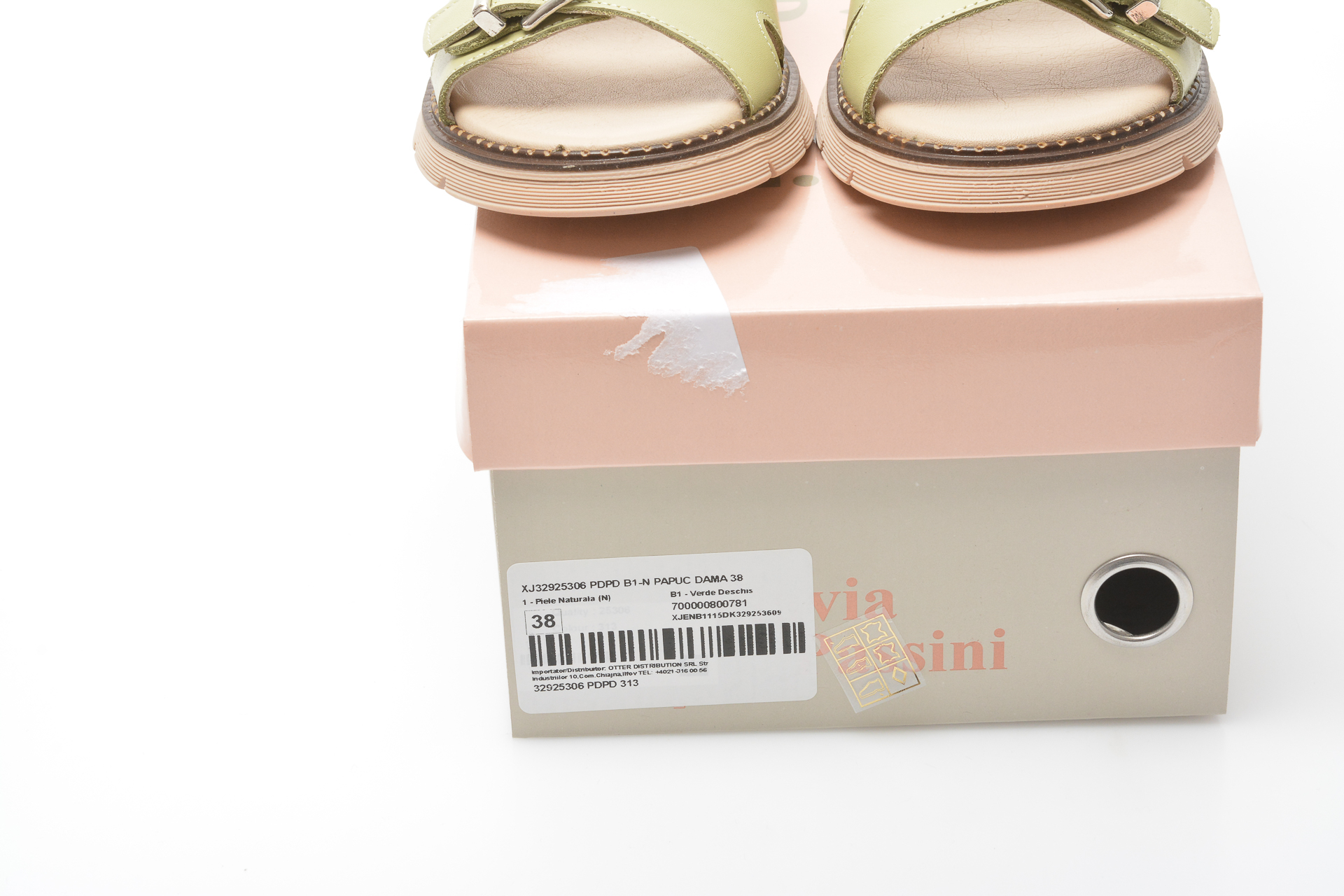 Papuci FLAVIA PASSINI verzi, 3292536, din piele naturala otter.ro imagine noua 2022