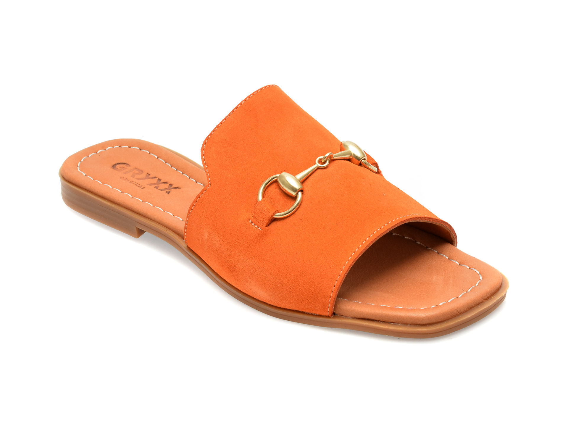 Papuci GRYXX portocalii, 2024, din piele intoarsa femei 2023-03-21