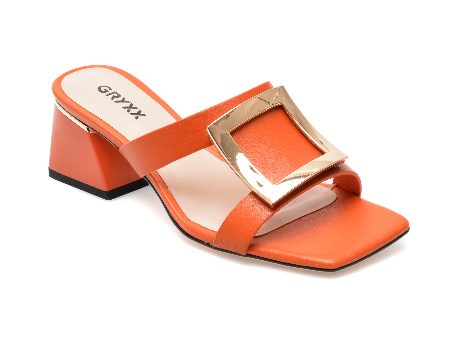 Papuci GRYXX portocalii, H2609, din piele naturala imagine reduceri black friday 2021 Gryxx