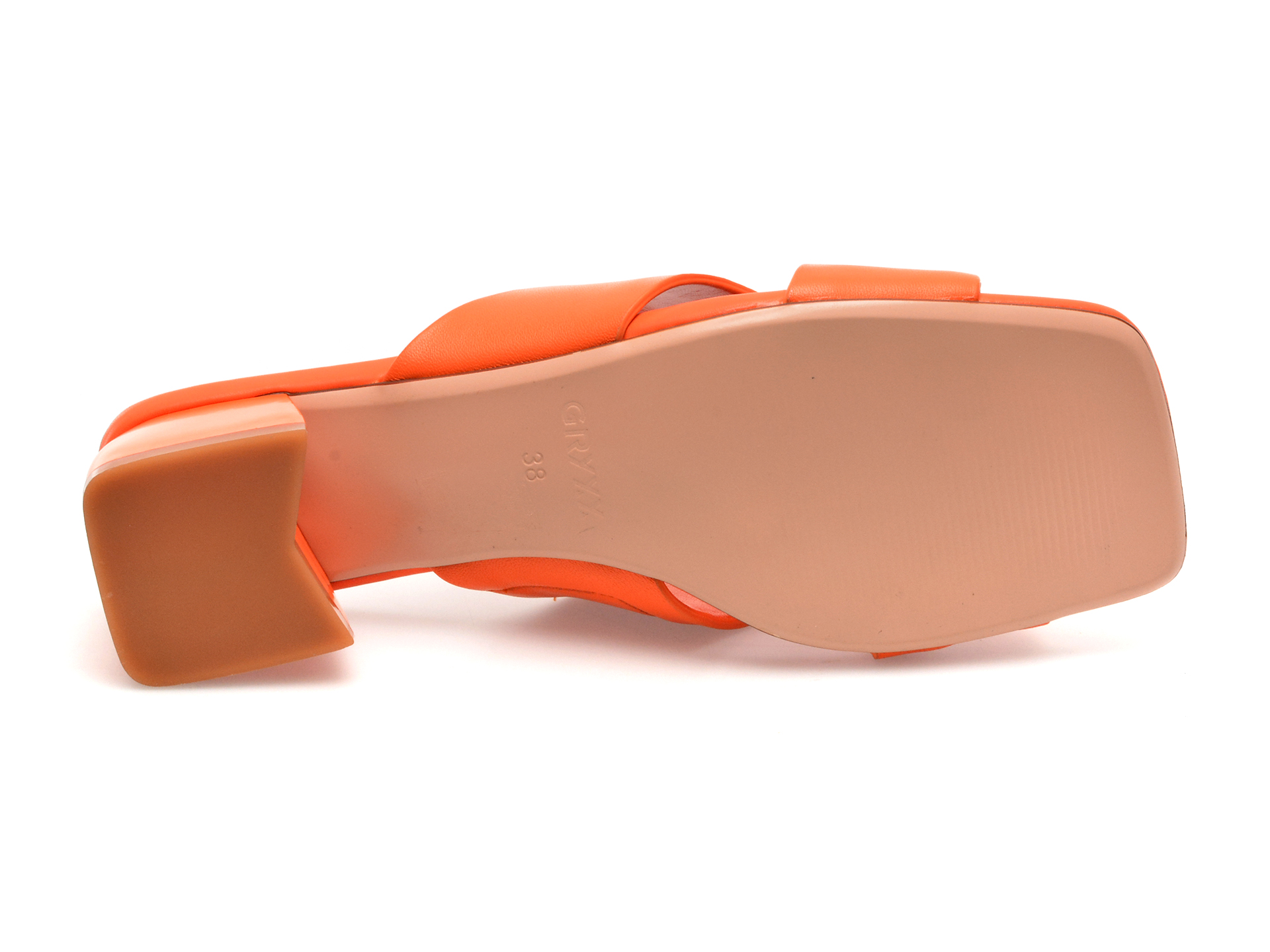 Papuci GRYXX portocalii, H5205, din piele naturala