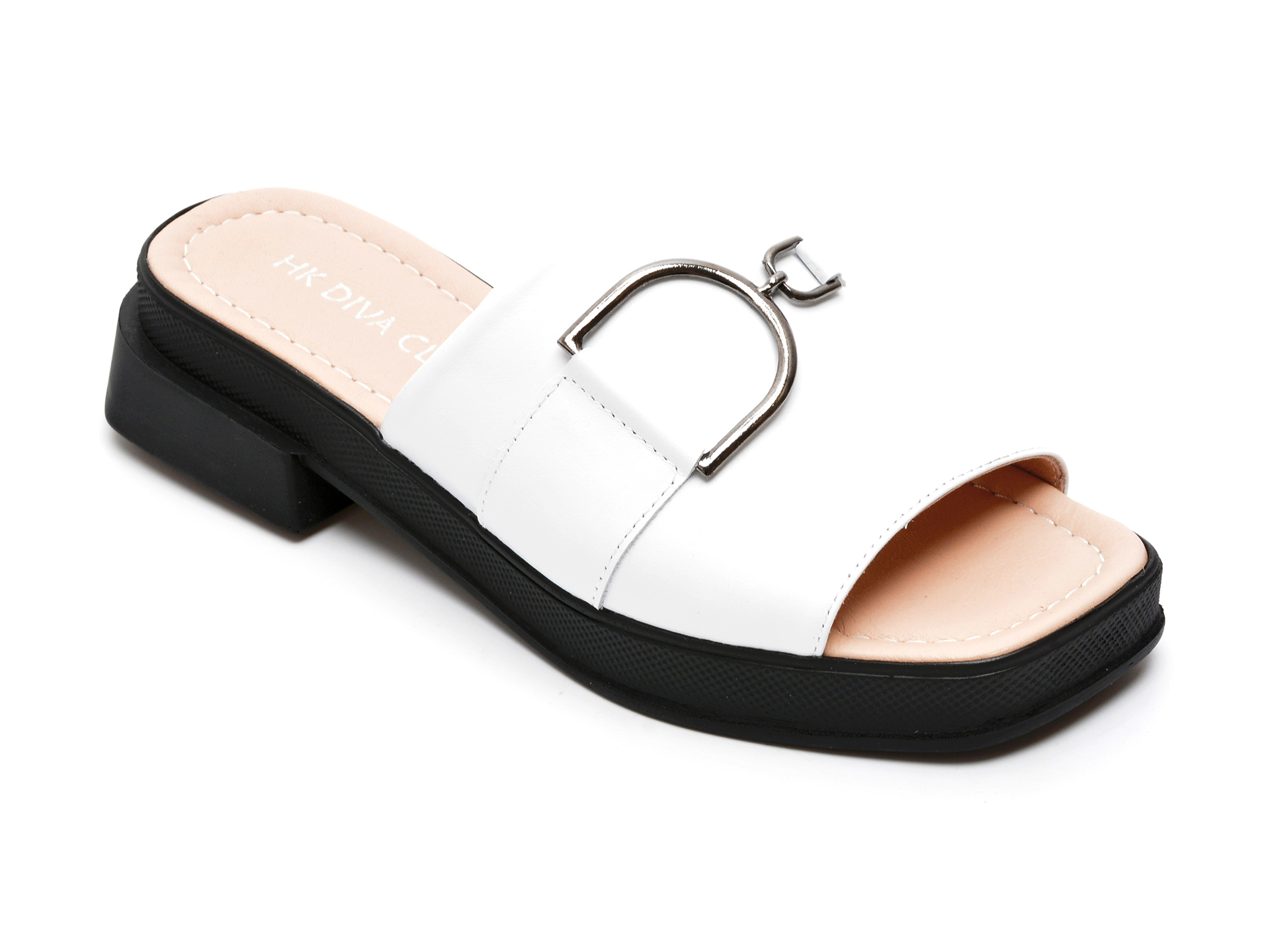 Papuci HK DIVA CLAP albi, 4349, din piele naturala /femei/papuci imagine noua