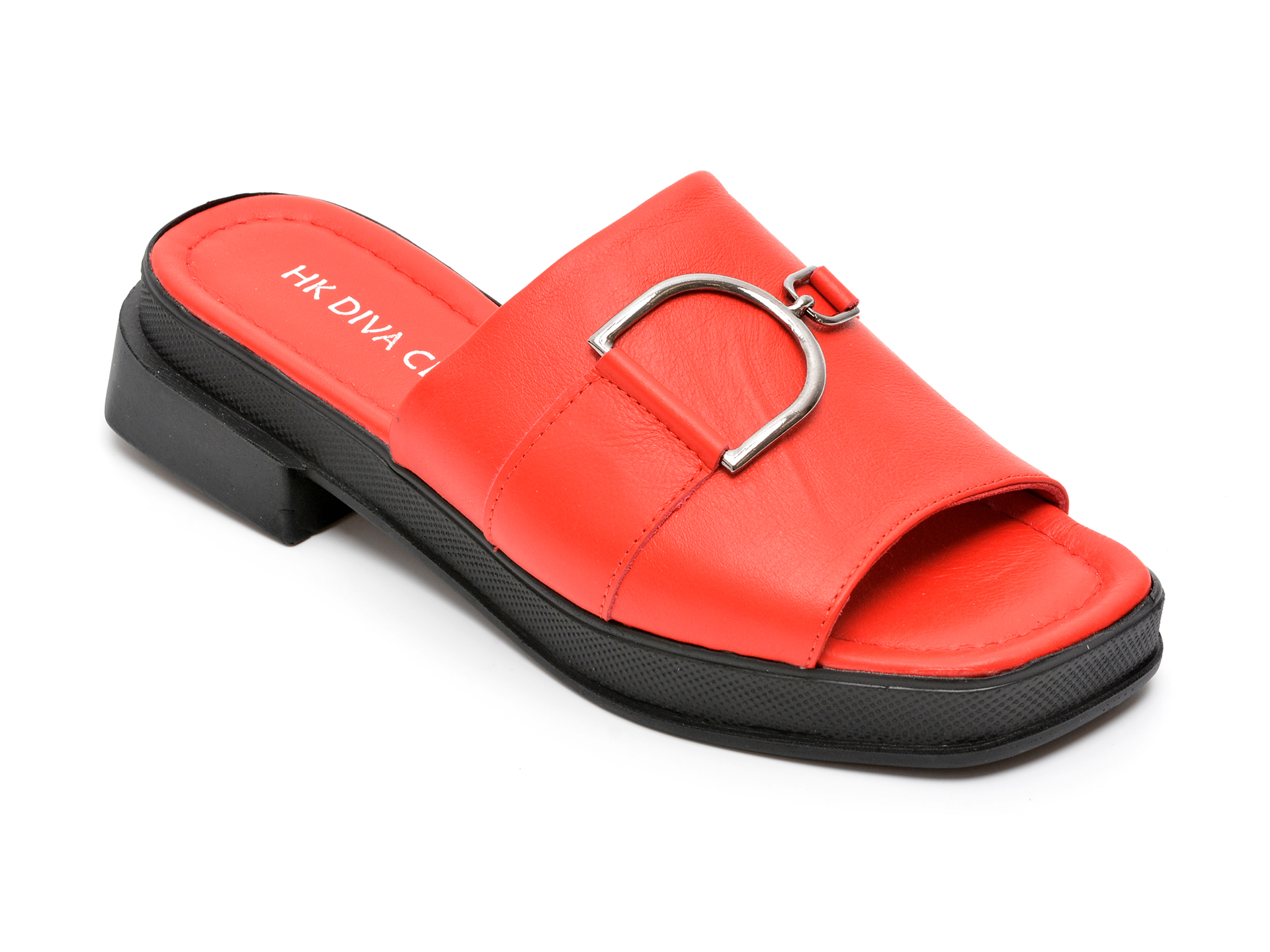 Papuci HK DIVA CLAP rosii, 4349, din piele naturala /femei/papuci imagine noua