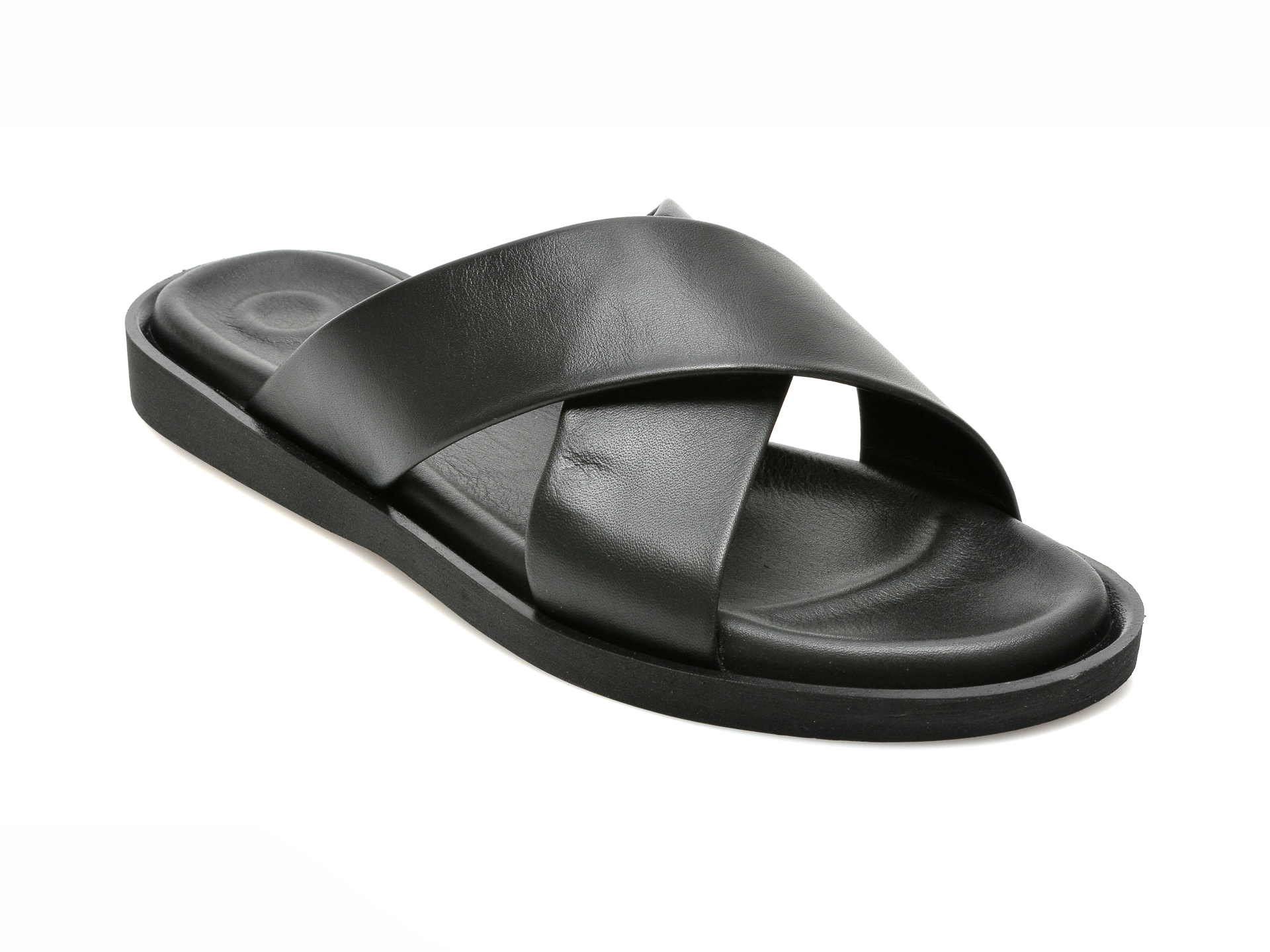 Papuci OTTER negri, 105, din piele naturala /barbati/papuci