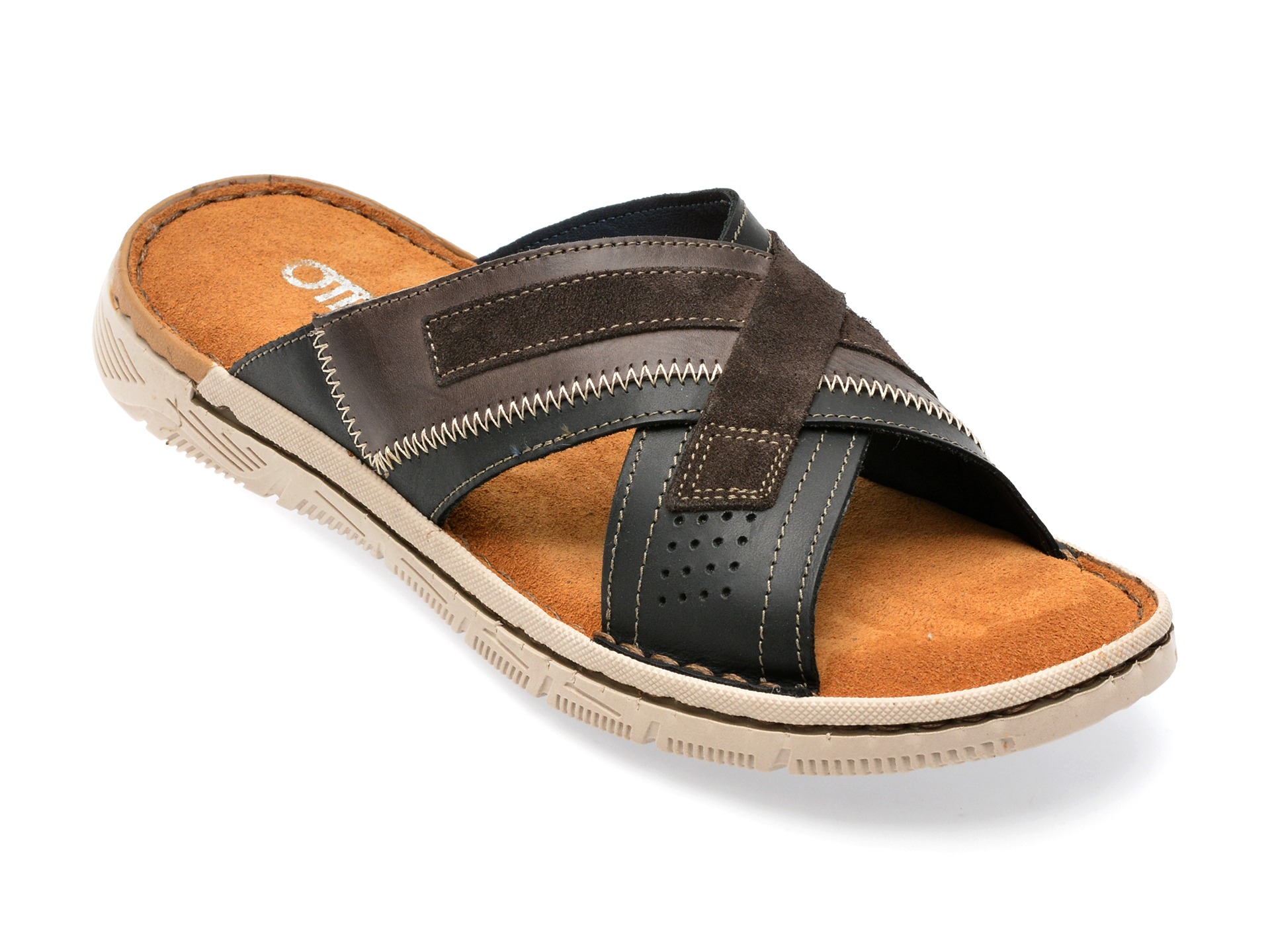 Papuci OTTER negri, 8981, din piele naturala /barbati/papuci imagine noua