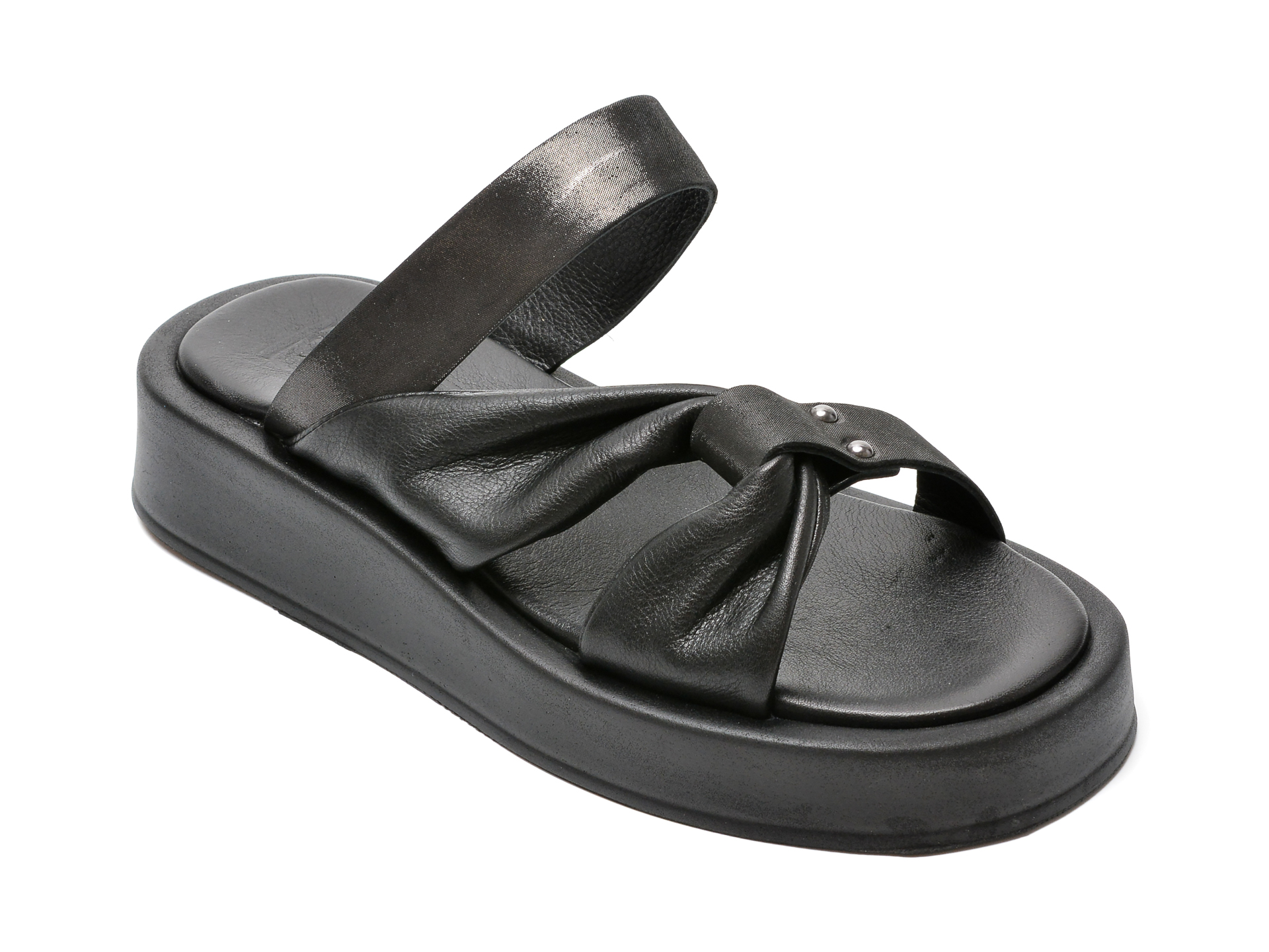 Papuci PASS COLLECTION negri, 5001, din piele naturala