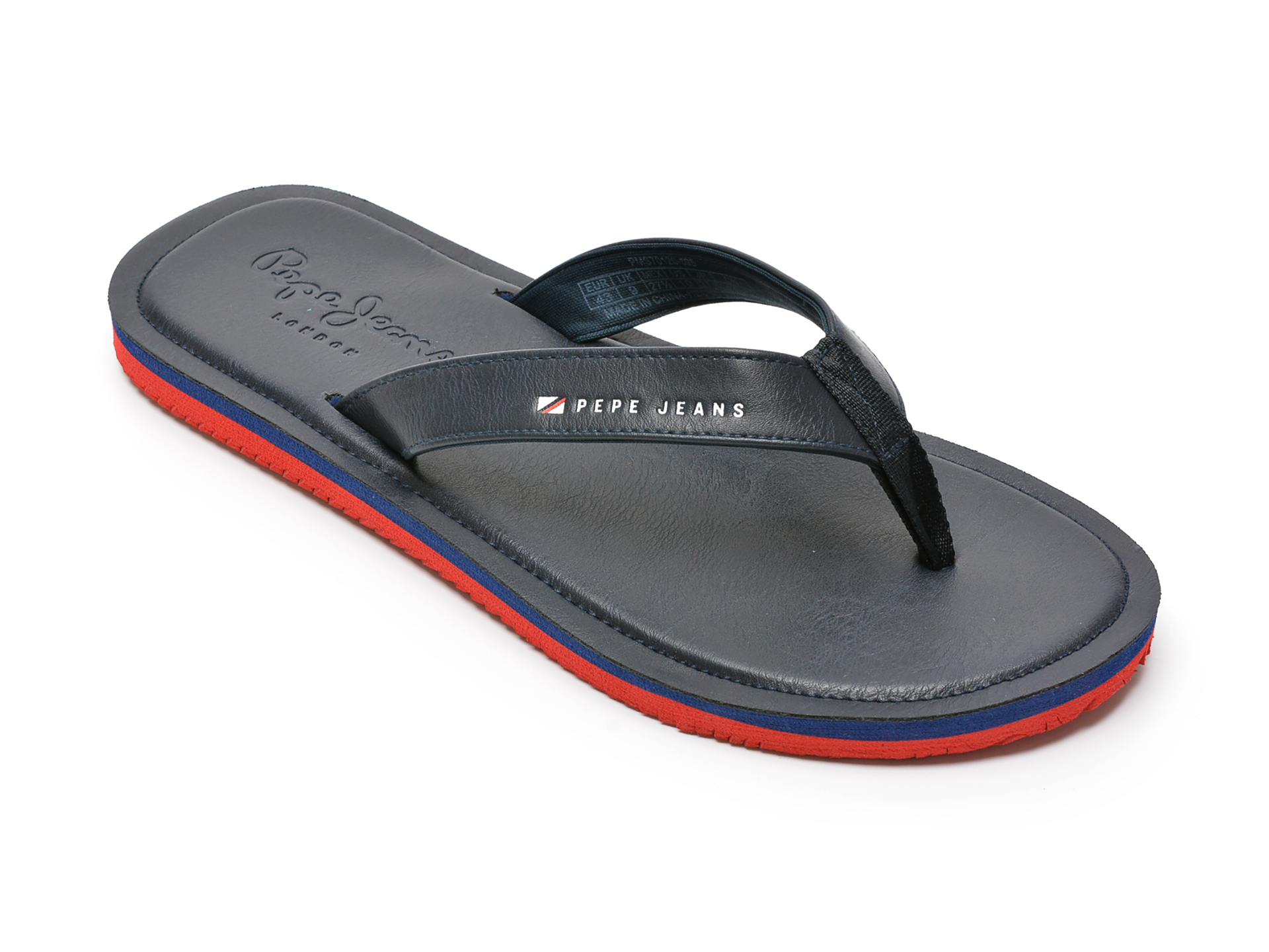 Papuci PEPE JEANS bleumarin, MS70120, din piele ecologica otter.ro