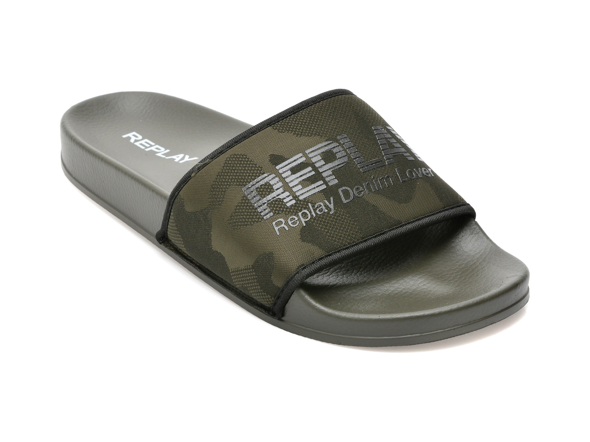 Papuci REPLAY kaki, MF1A32T9, din material textil imagine reduceri black friday 2021 otter.ro