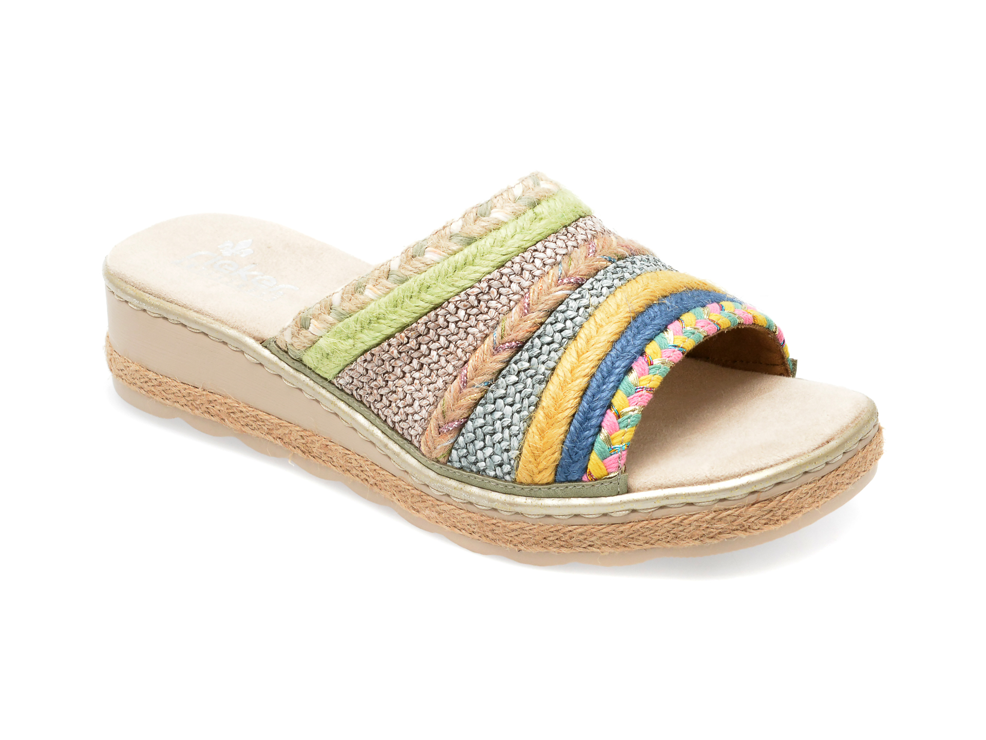 Papuci RIEKER multicolor, 61798, din material textil