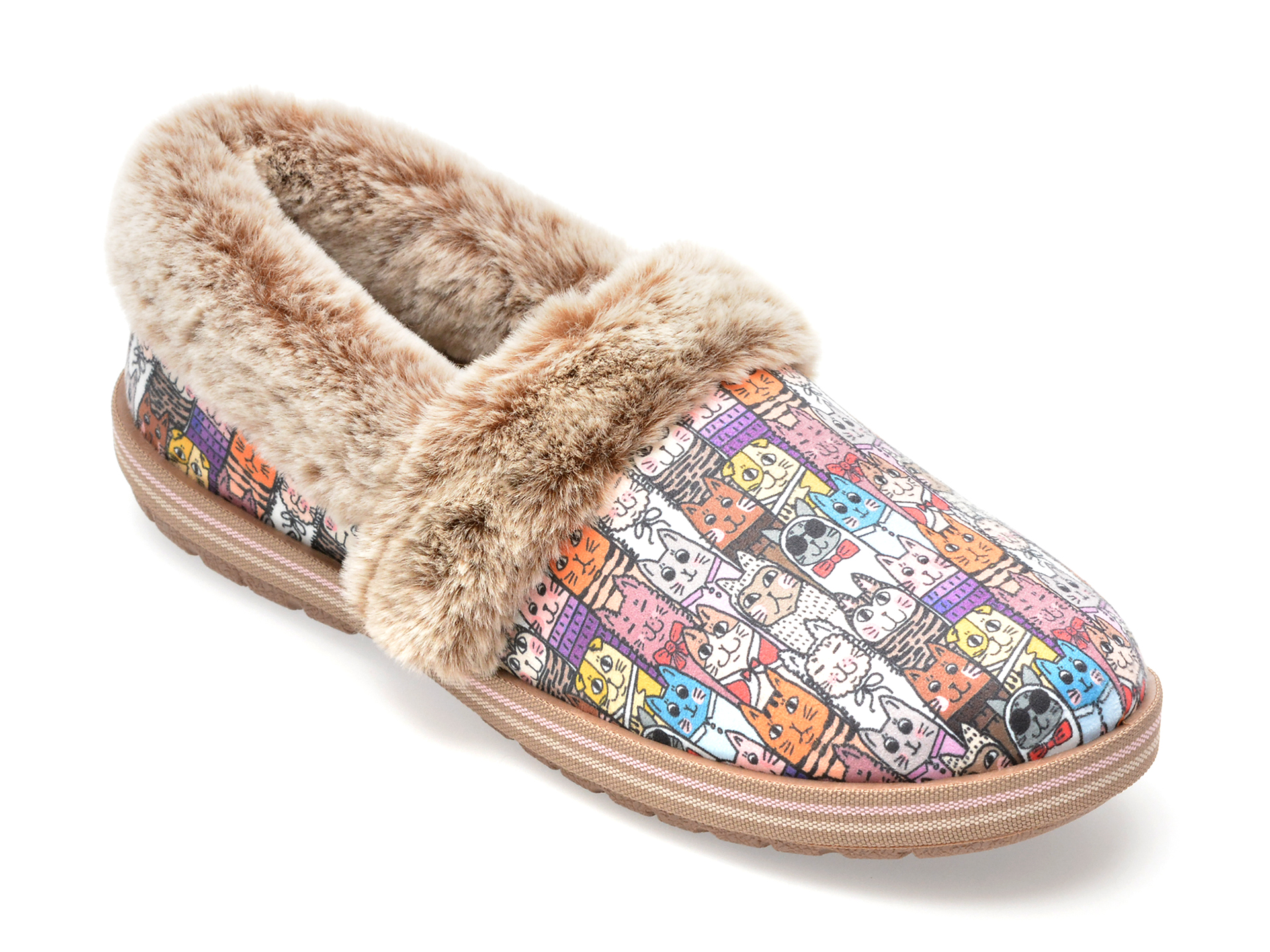 Papuci SKECHERS multicolor, BOBS TOO COZY, din material textil femei 2023-09-21