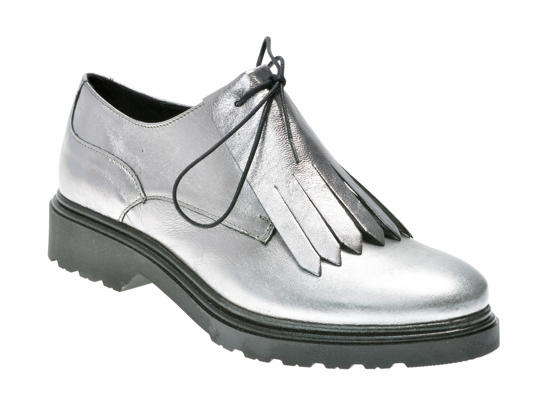 Pantofi IMAGE argintii, 24751, din piele naturala