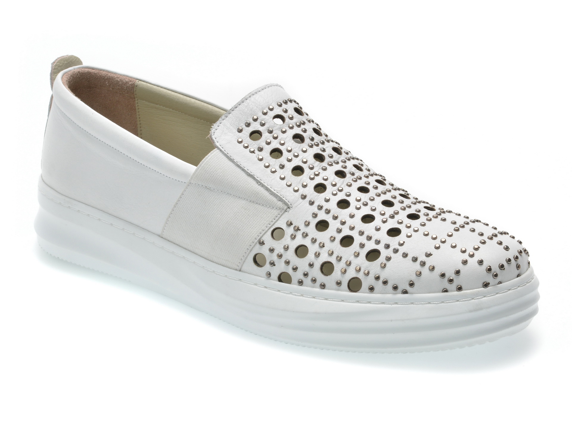 Pantofi GRYXX albi, 13402, din piele naturala