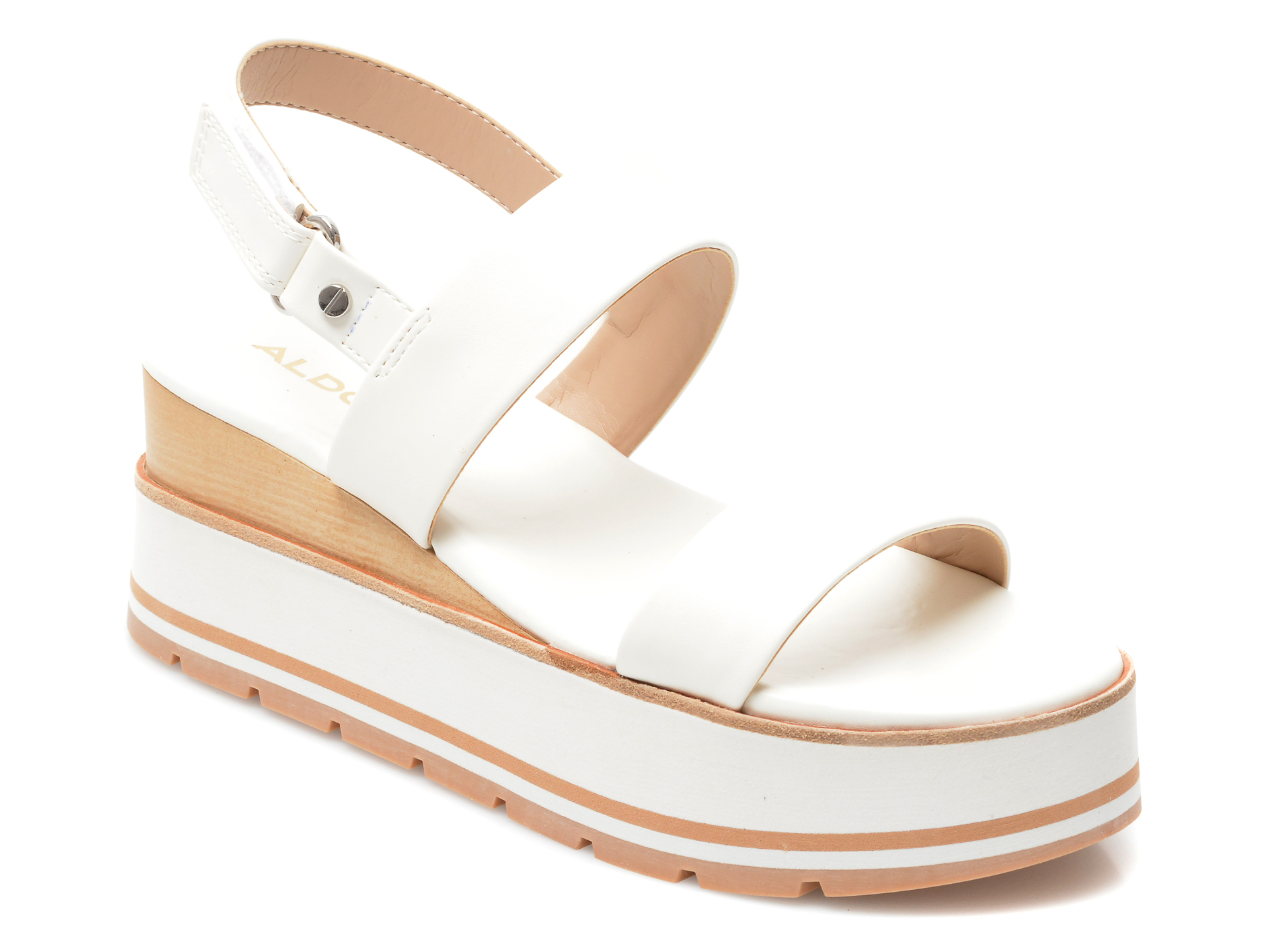 Sandale ALDO albe, Onalisa100, din piele ecologica Aldo