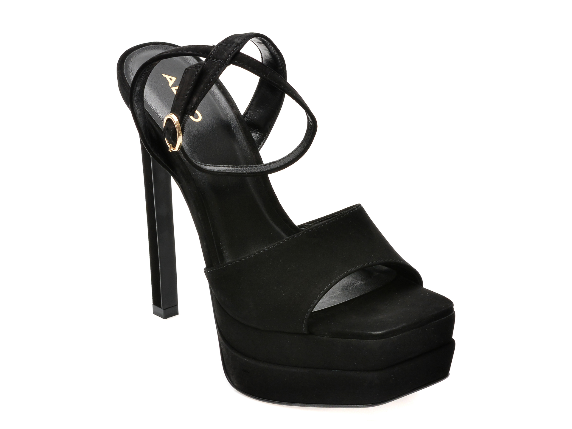 Sandale ALDO negre, KORESEAN001, din nabuc /femei/sandale