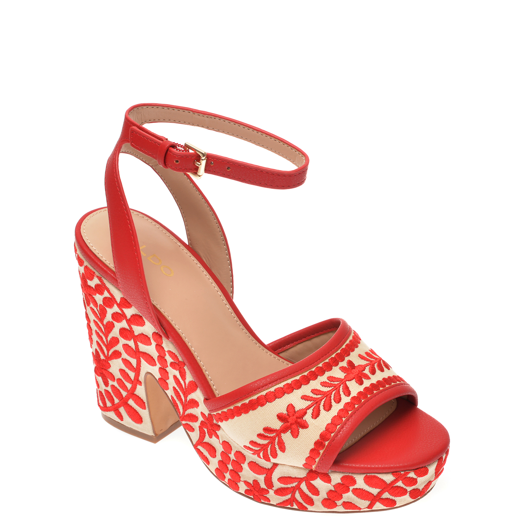 Sandale ALDO rosii, Quintinia600, din piele ecologica si material textil