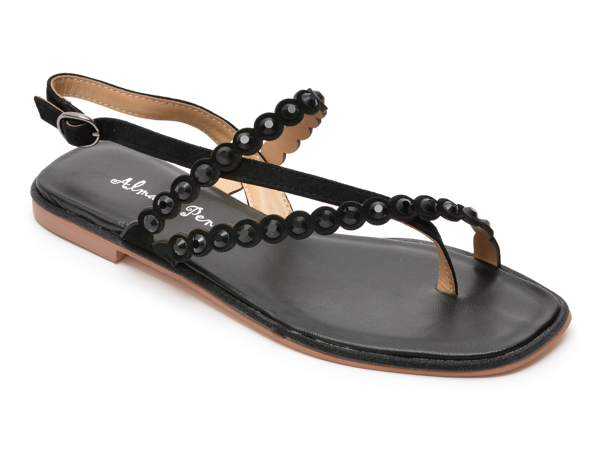Sandale ALMA EN PENA negre, 455, din piele intoarsa /femei/sandale imagine noua