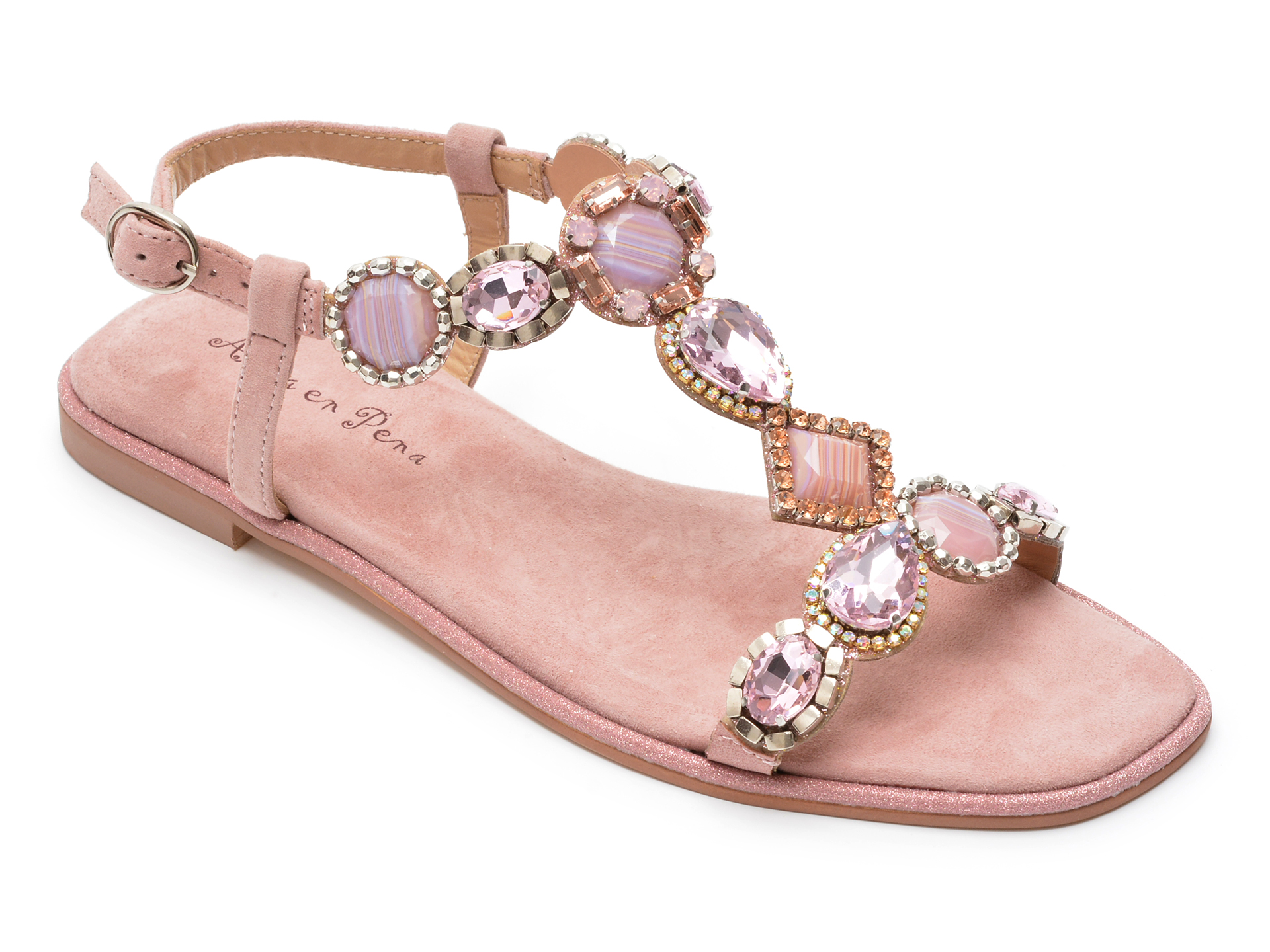 Sandale ALMA EN PENA roz, 453, din piele intoarsa /femei/sandale imagine noua