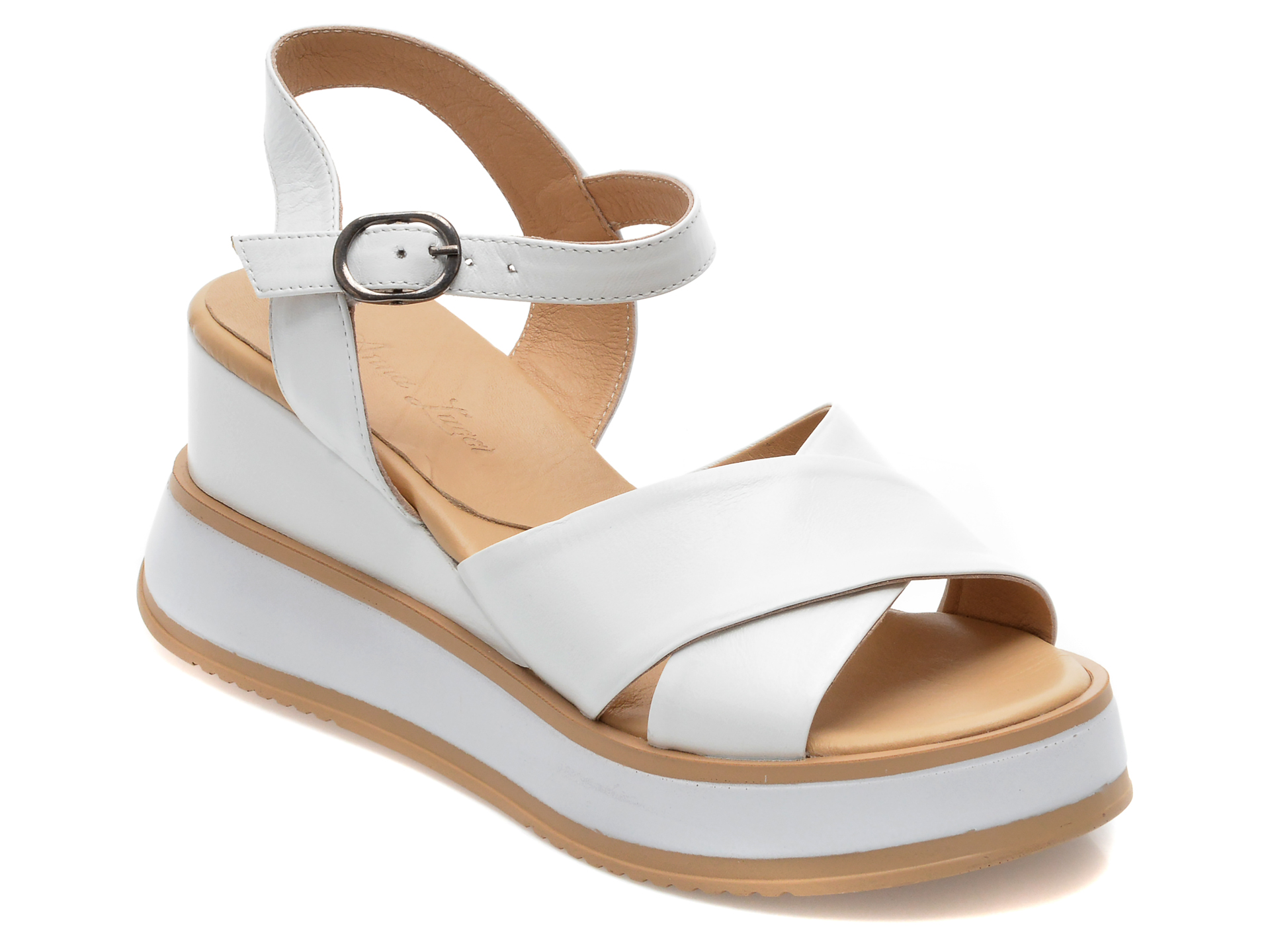 Sandale ANNA LUCCI albe, 3022, din piele naturala /femei/sandale imagine noua