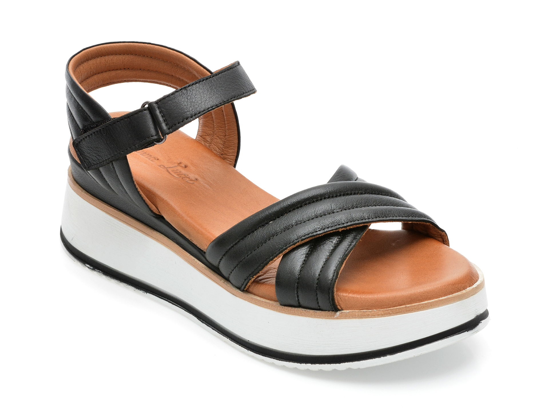 Sandale ANNA LUCCI negre, 1200, din piele naturala /femei/sandale imagine noua